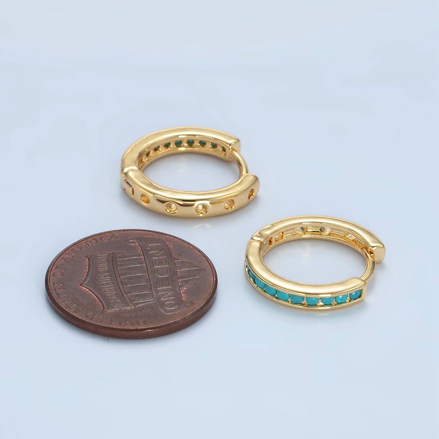 24K Gold Filled Turquoise Huggie Earrings | AD730