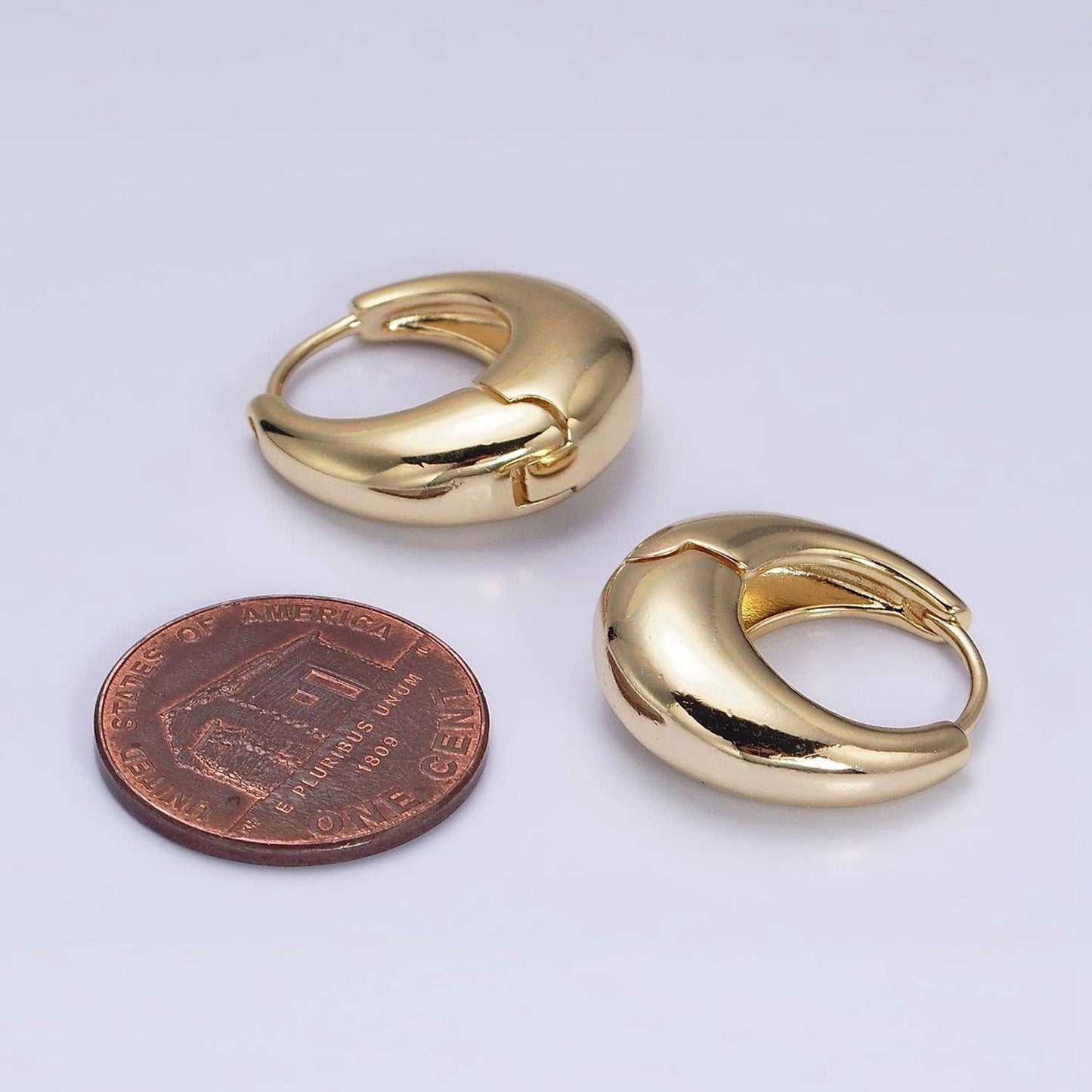 Gold Filled 19mm Chubby Dome Minimalist Huggie Earrings 14K