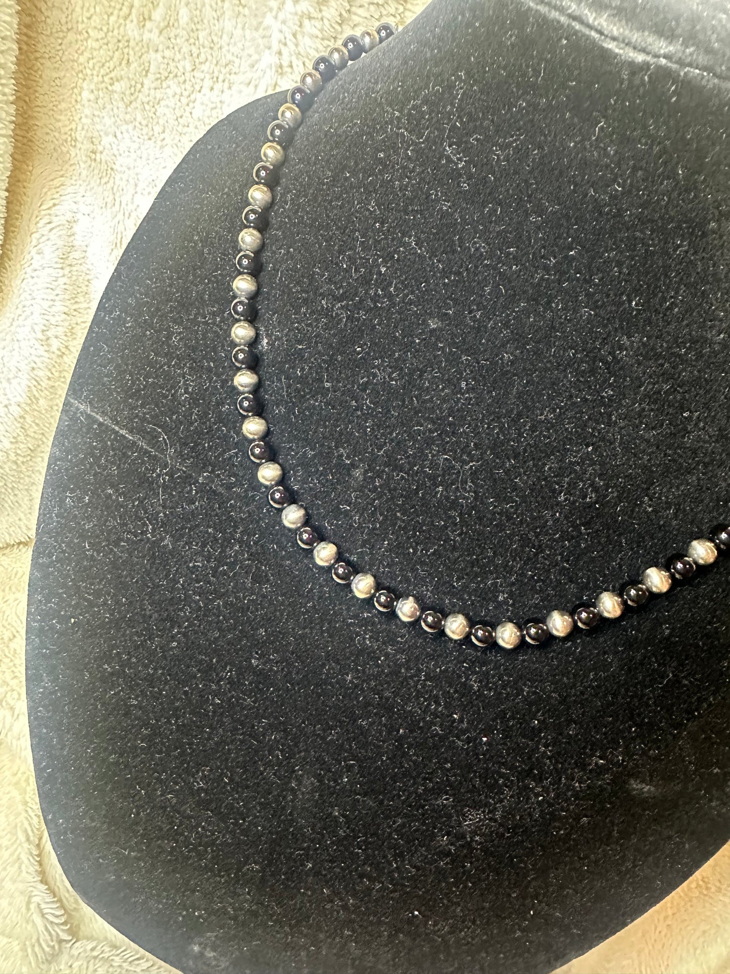 6mm sterling- black onyx necklace