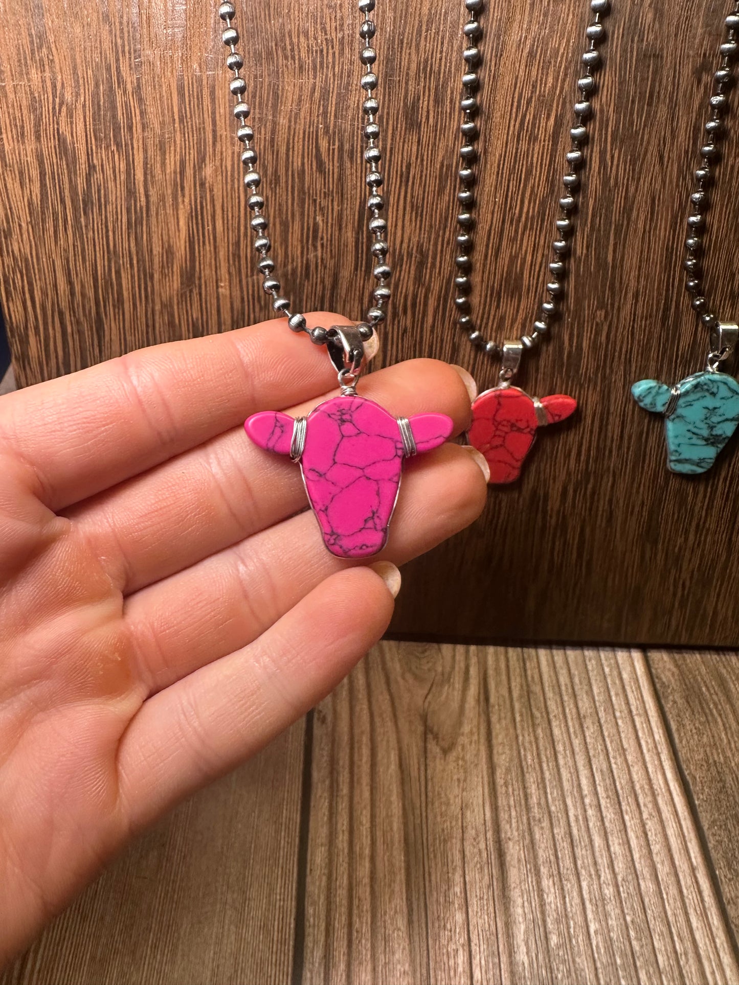 Western Cow Head Pendant Necklace