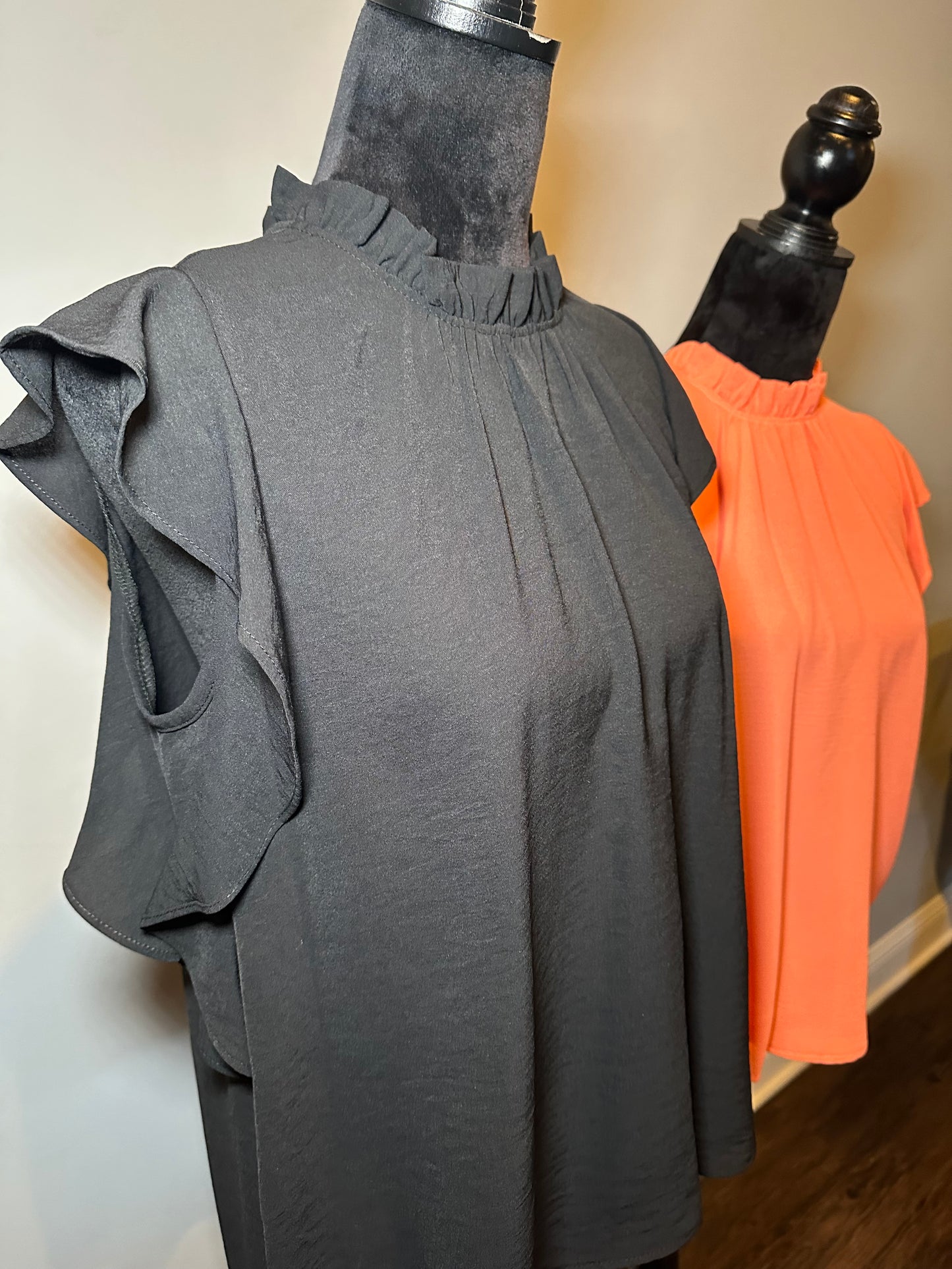 Ruffle Neck Solid Blouse *5COLORS