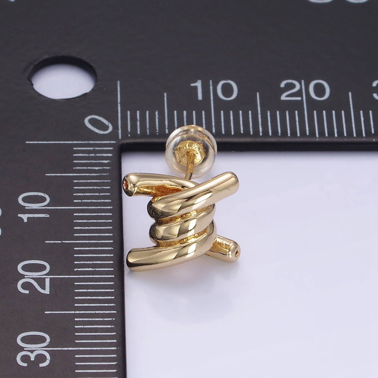 Gold Filled Twist Band Minimalist Stud Earrings | V539