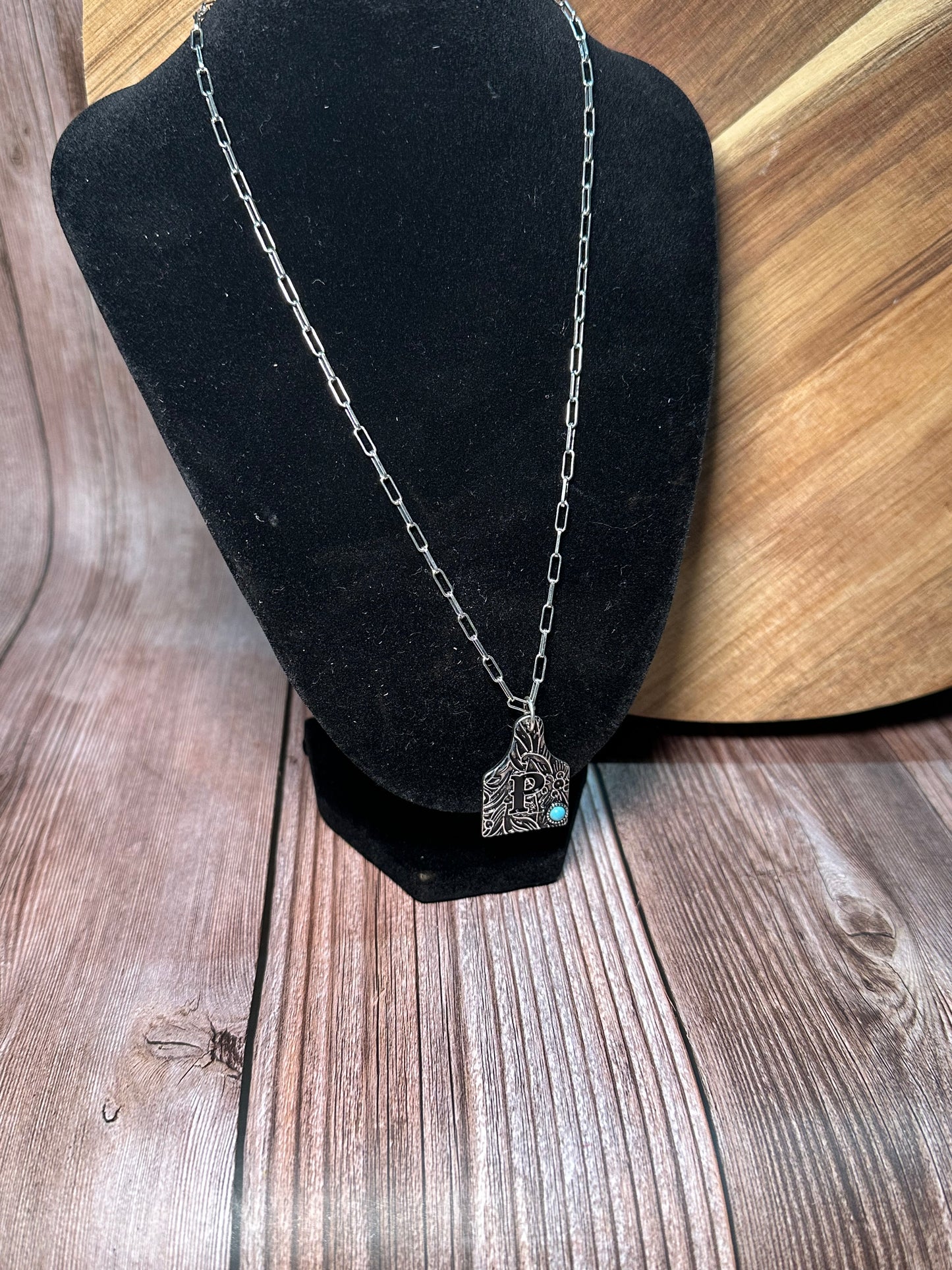 Initial Ear Tag Necklace