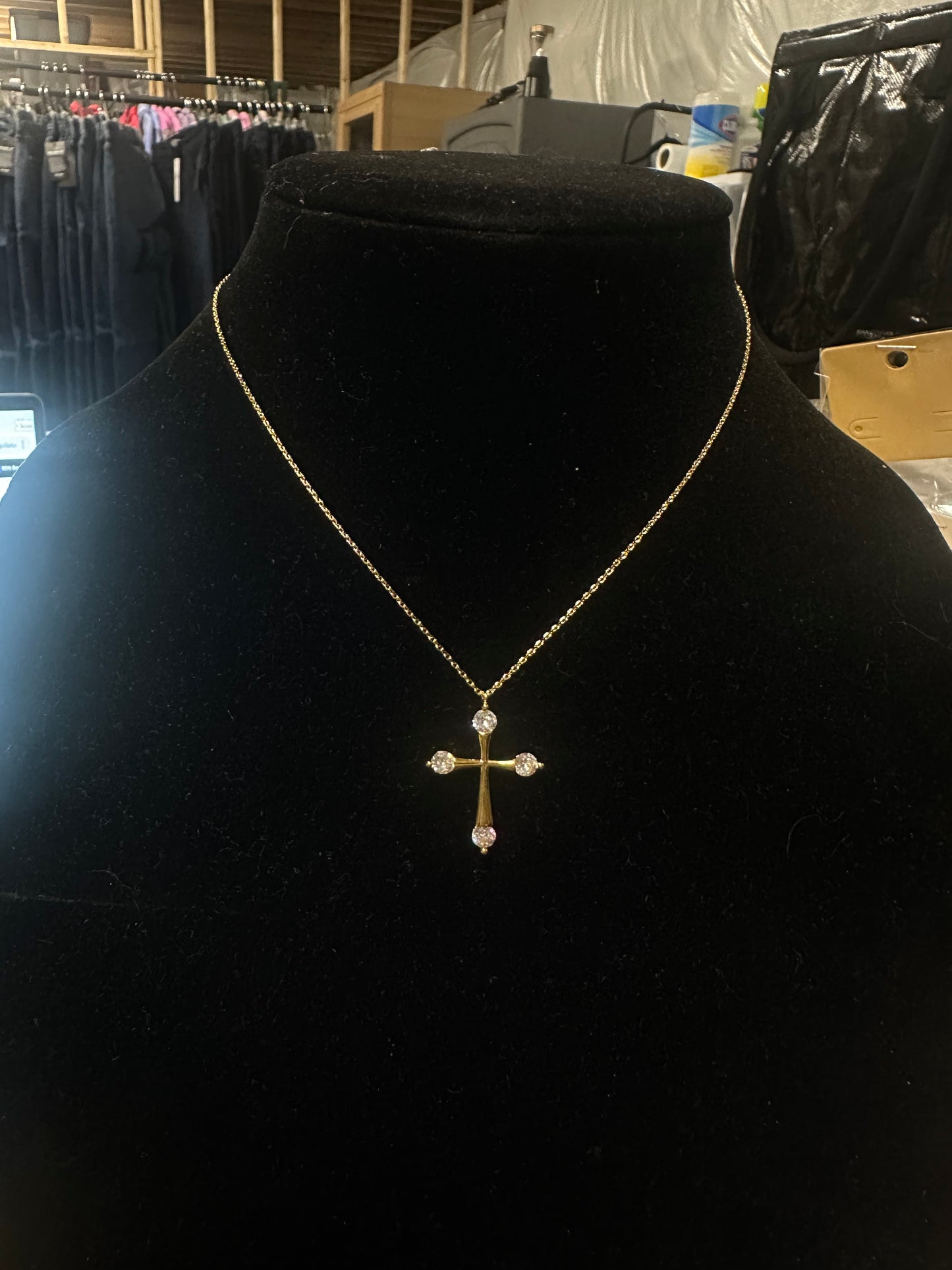 CZ Cross Pendant Necklace