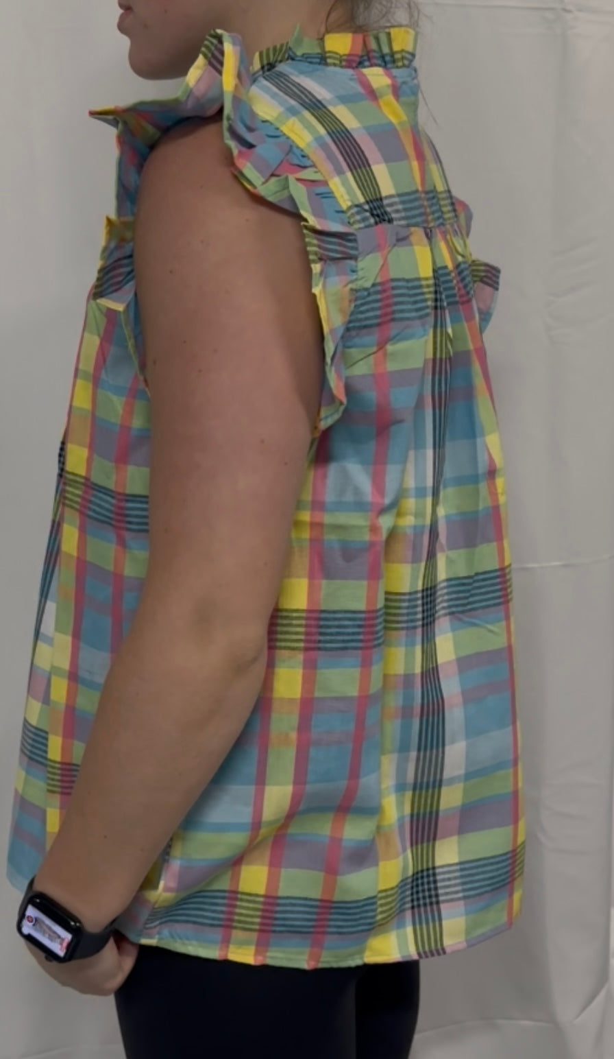 Multi Color Check Plaid Woven Top