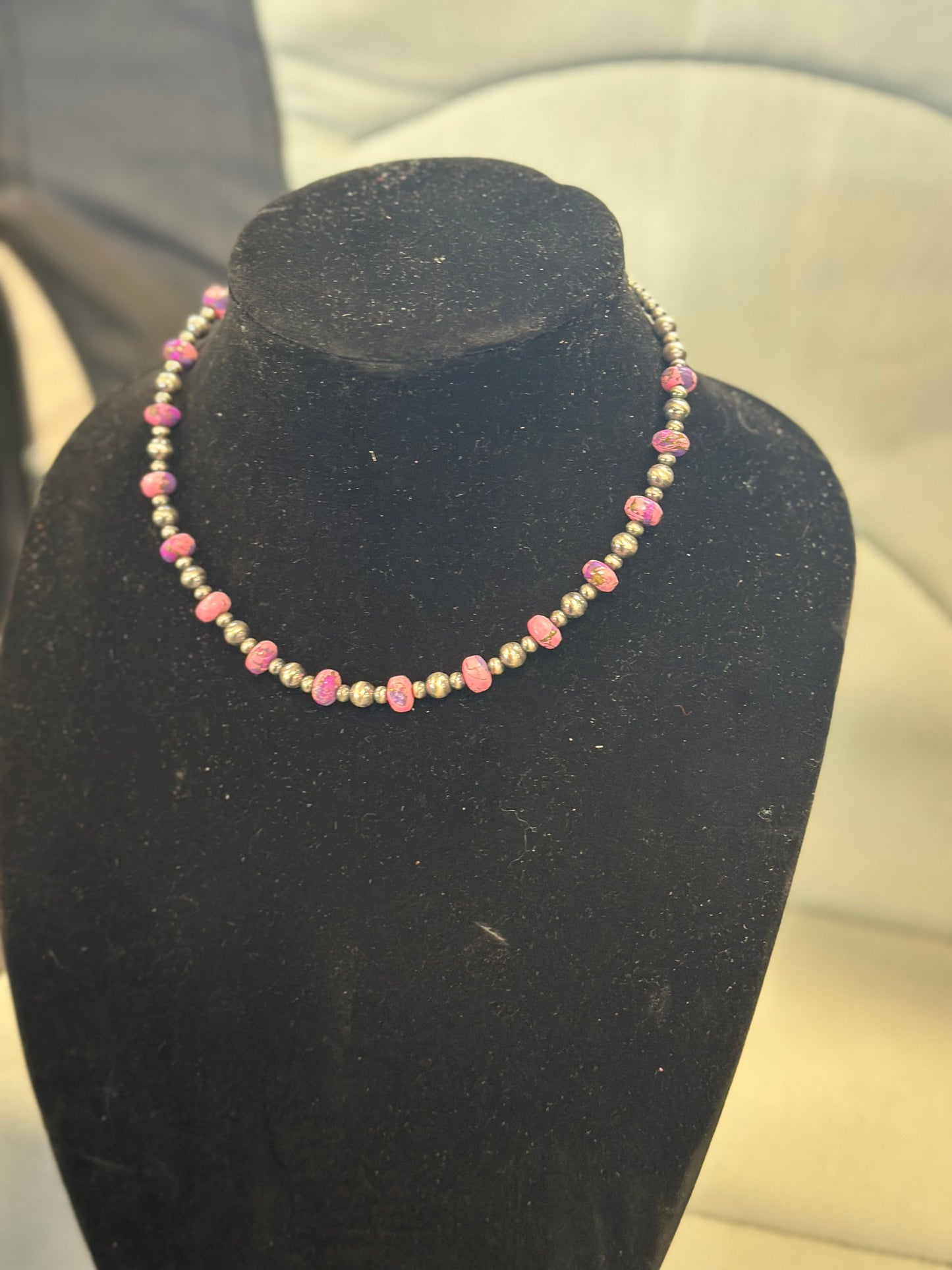 Natural Mohave x pearl necklace
