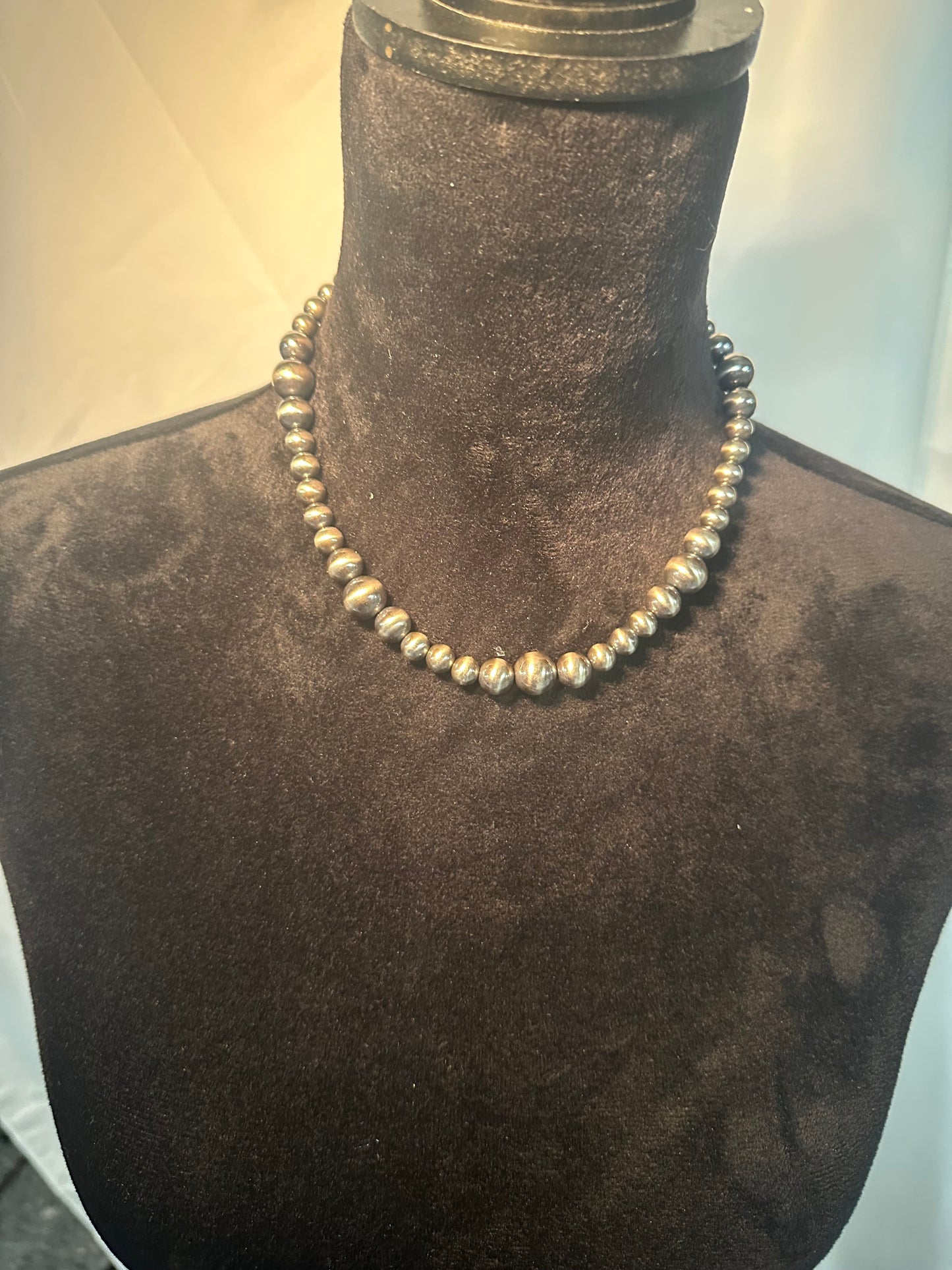 8-12mm graduated sterling silver pearl necklace