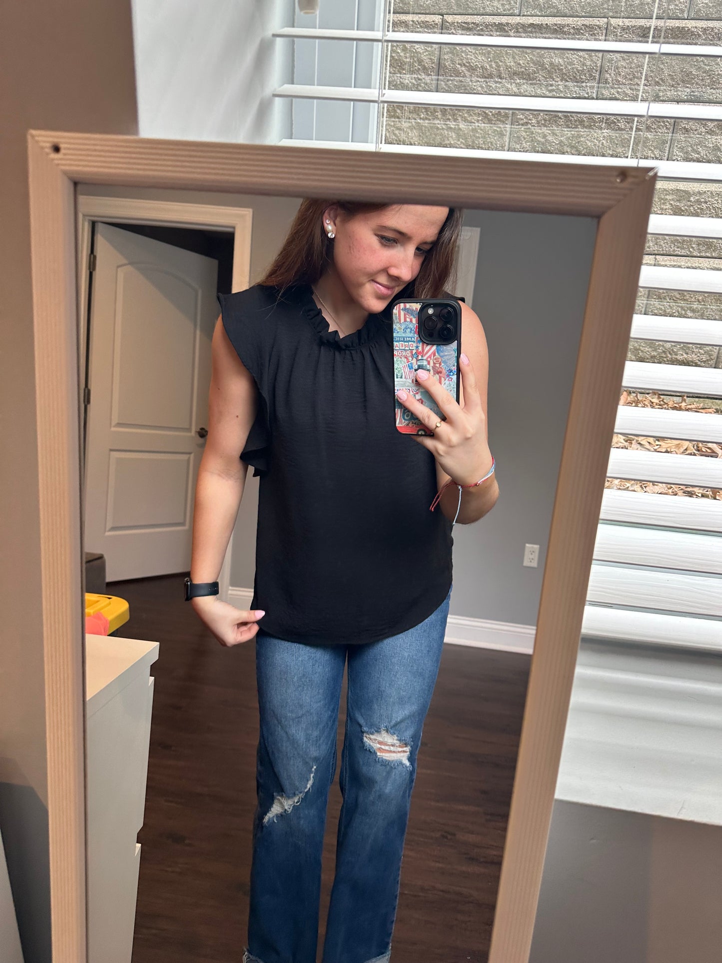 Ruffle Neck Solid Blouse *5COLORS