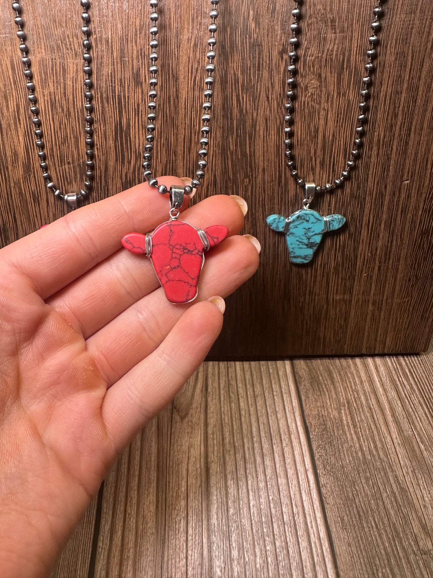 Western Cow Head Pendant Necklace