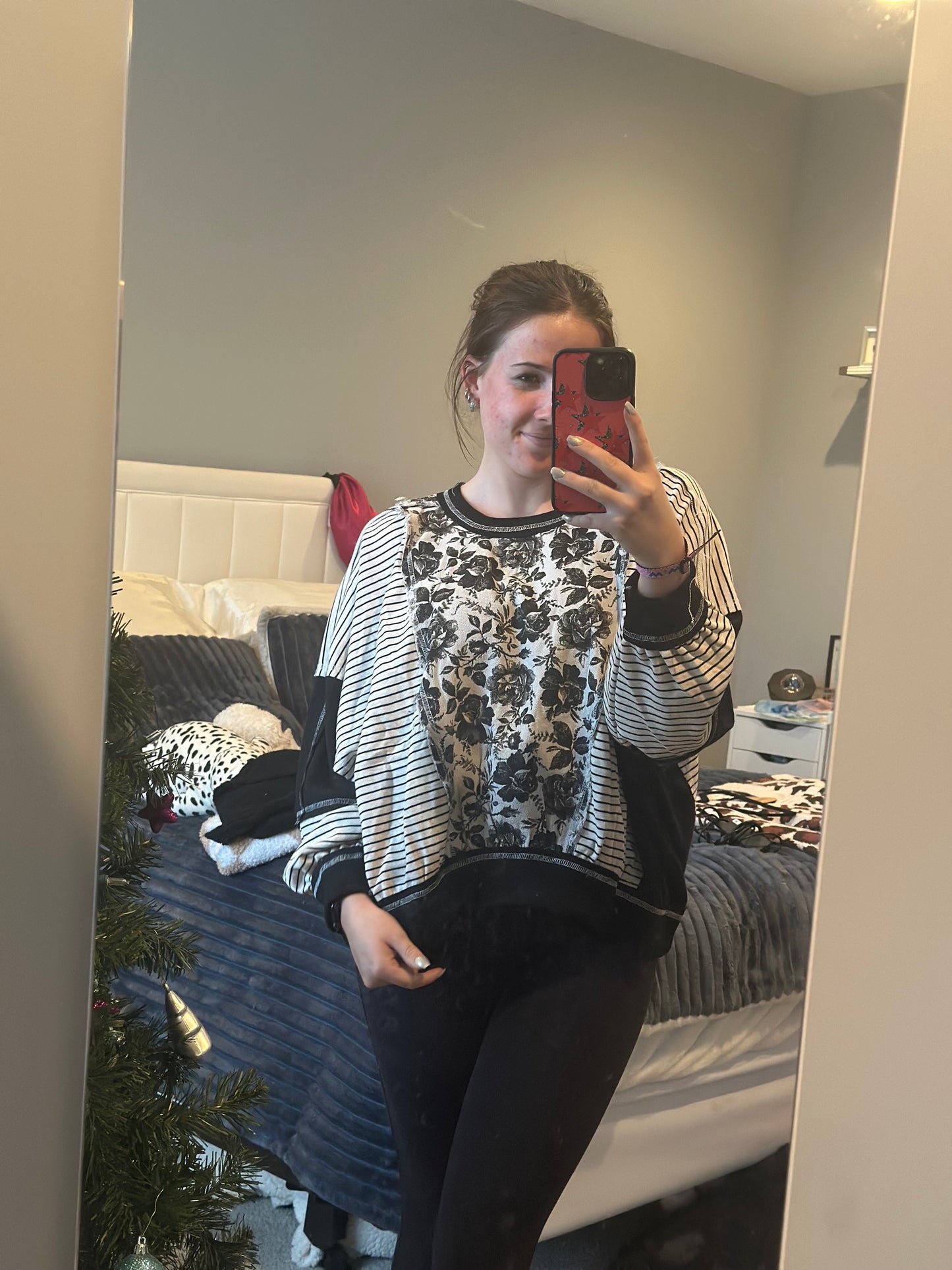 Rose Twill And Stripe Mix And Match Top