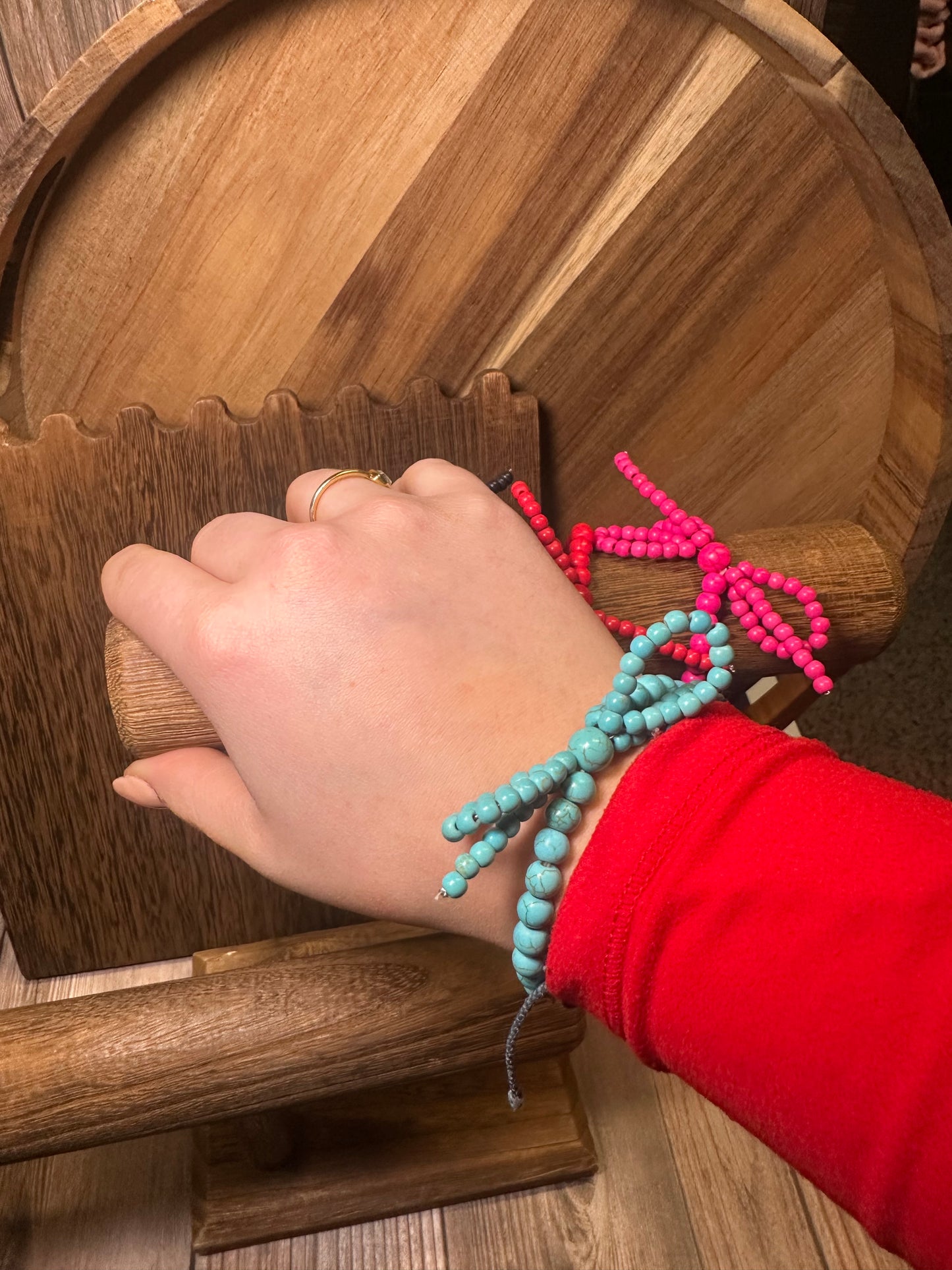 Colored Stone Bow Stretch Bracelet