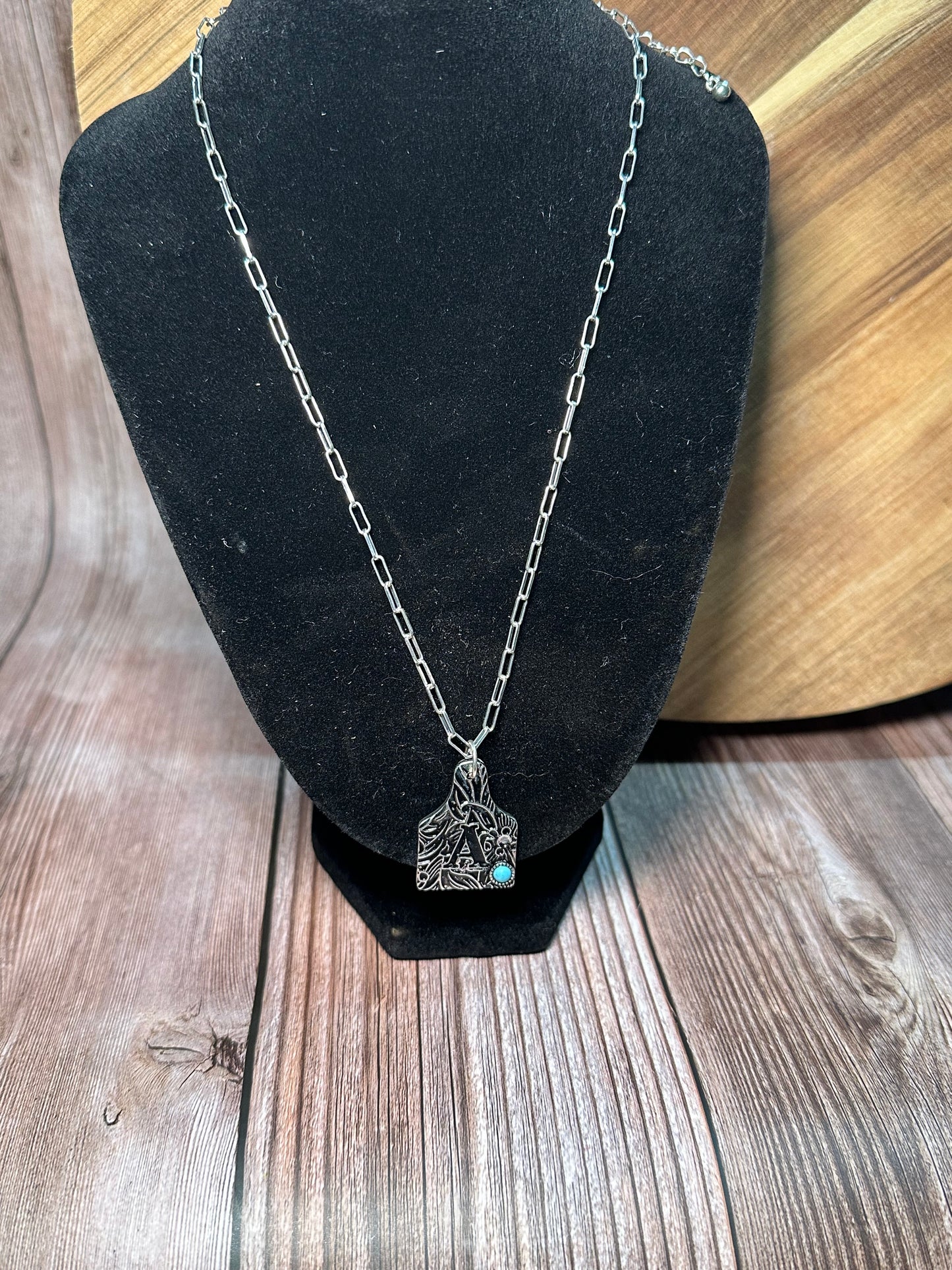 Initial Ear Tag Necklace