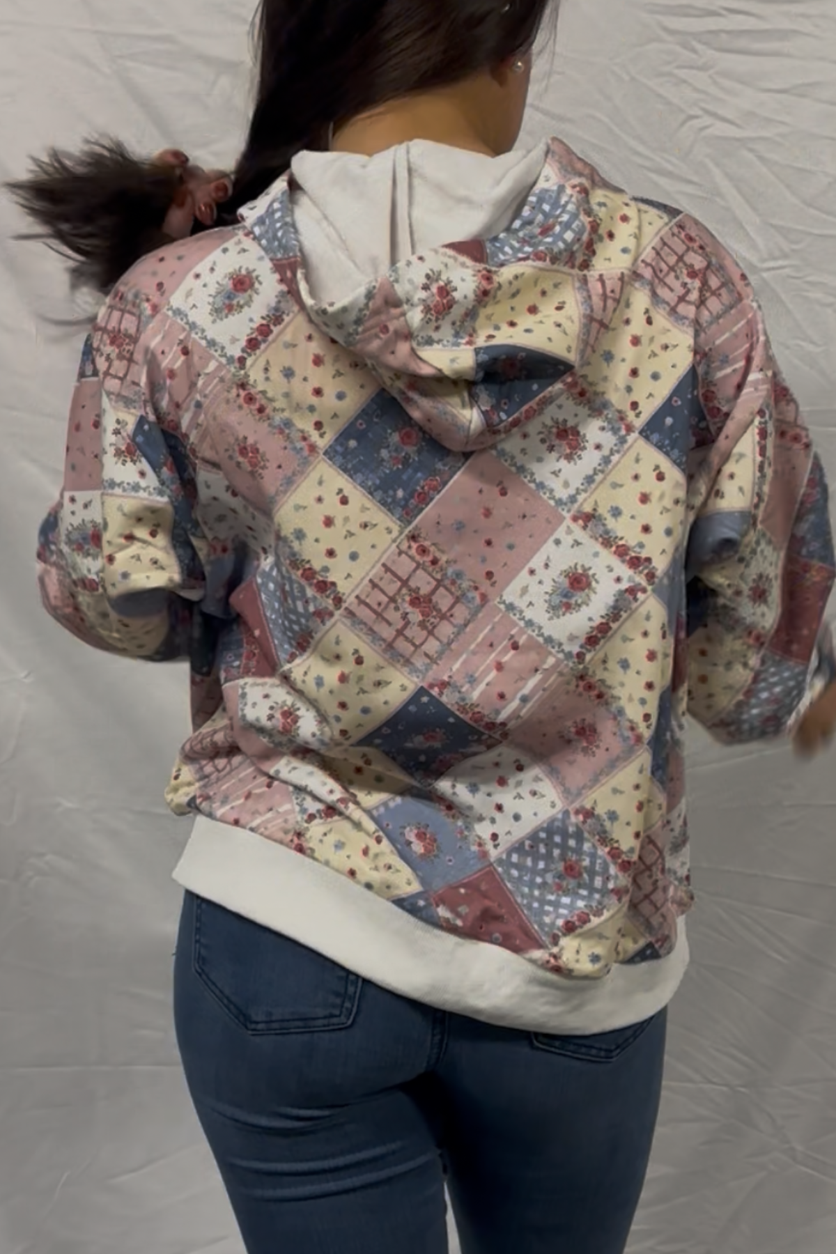 Spring Patchwork Quilted Hoodie