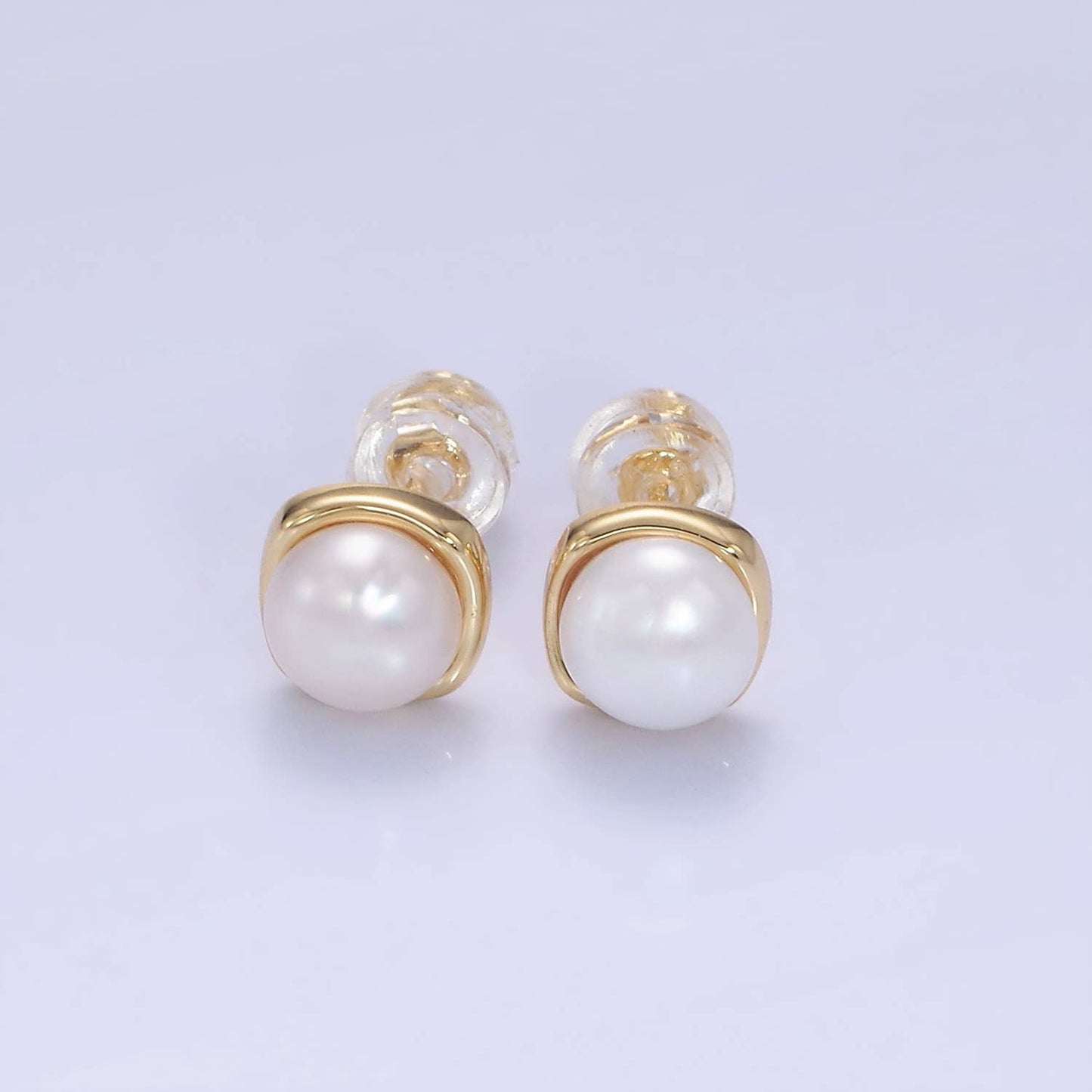 Gold Filled White, Pink, Purple Pearl Stud Earrings