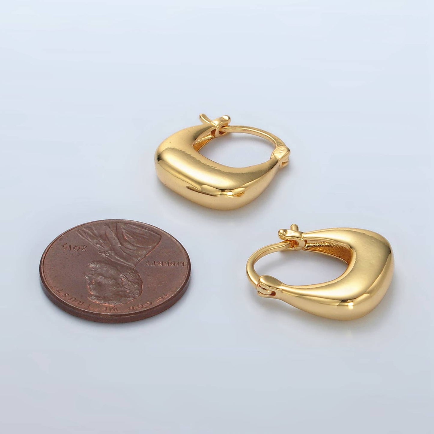 Gold Filled Dome Square Latch Hoop Earrings | T-211