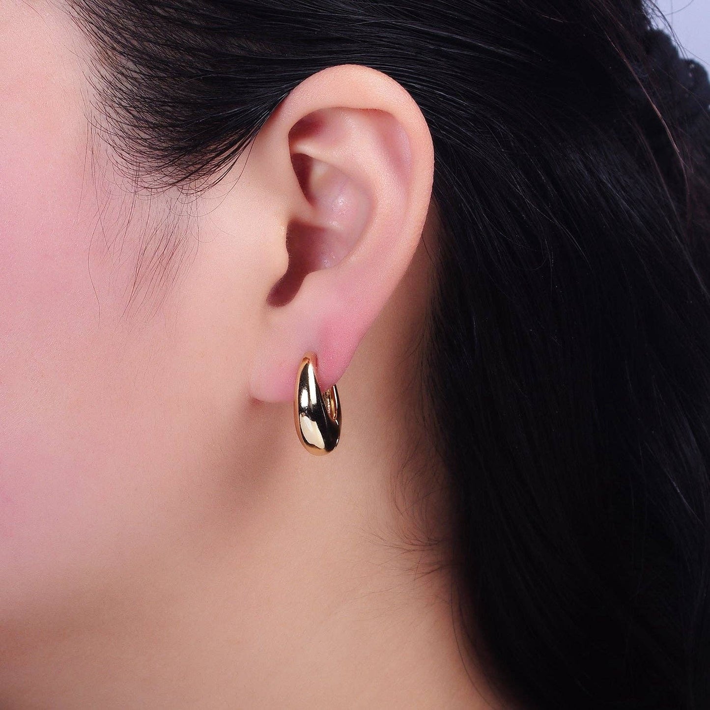 Gold Filled 19mm Chubby Dome Minimalist Huggie Earrings 14K