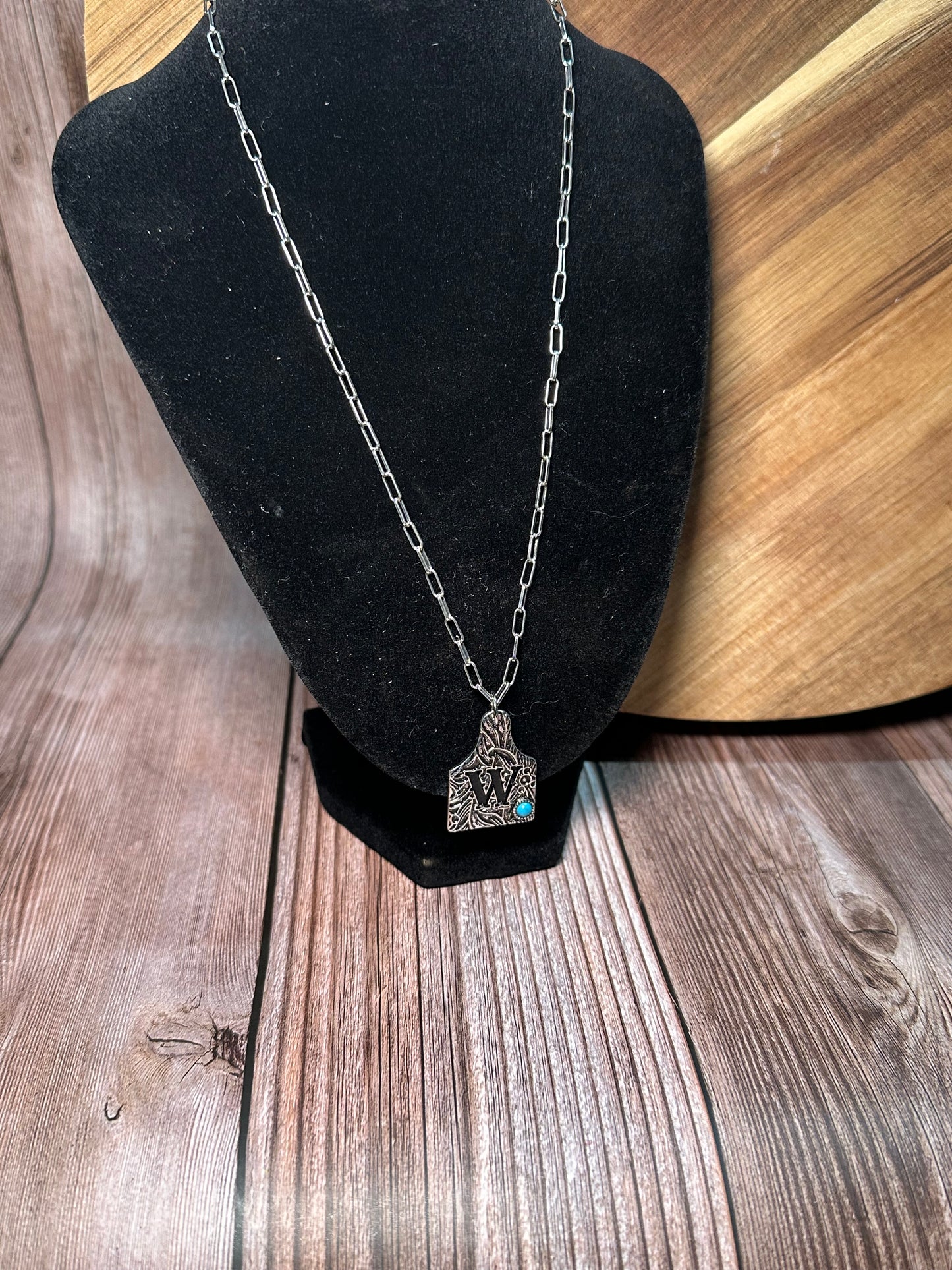 Initial Ear Tag Necklace