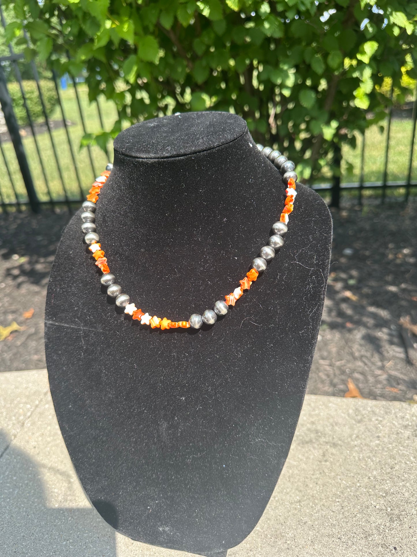 10mm navajo style pearl + Spiny oyster star necklace