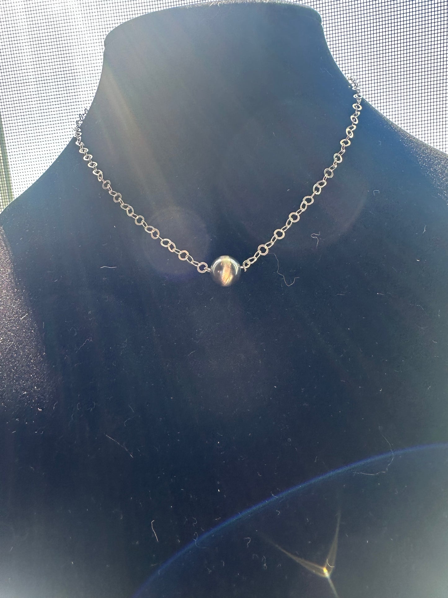 Single Sterling silver beaded chain necklace - navajo inspired pearls