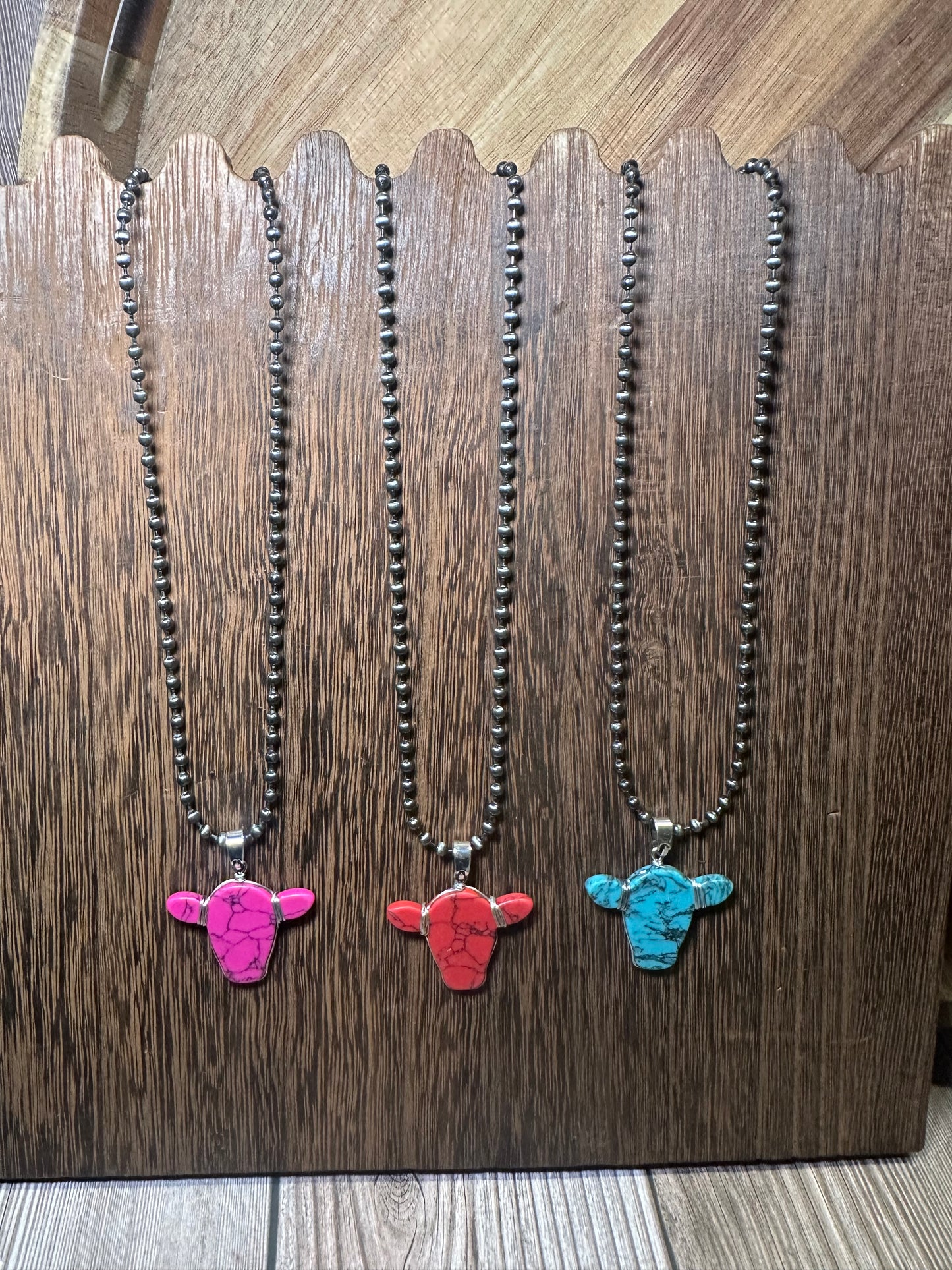 Western Cow Head Pendant Necklace