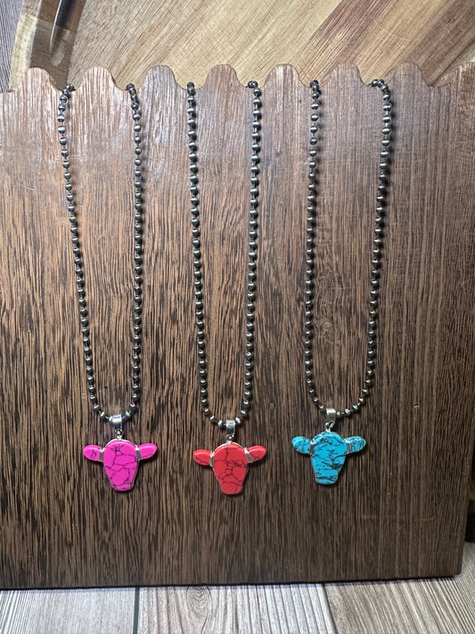Western Cow Head Pendant Necklace