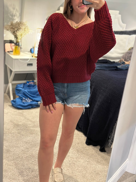 Classic V Neck Tight Knit Sweater