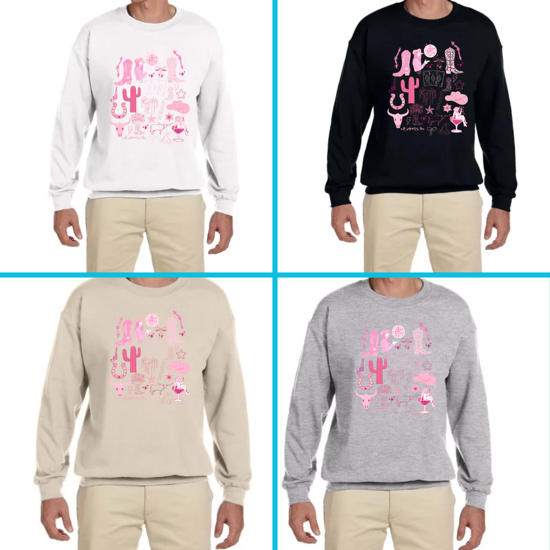 Western Cowgirl Collage Crewneck