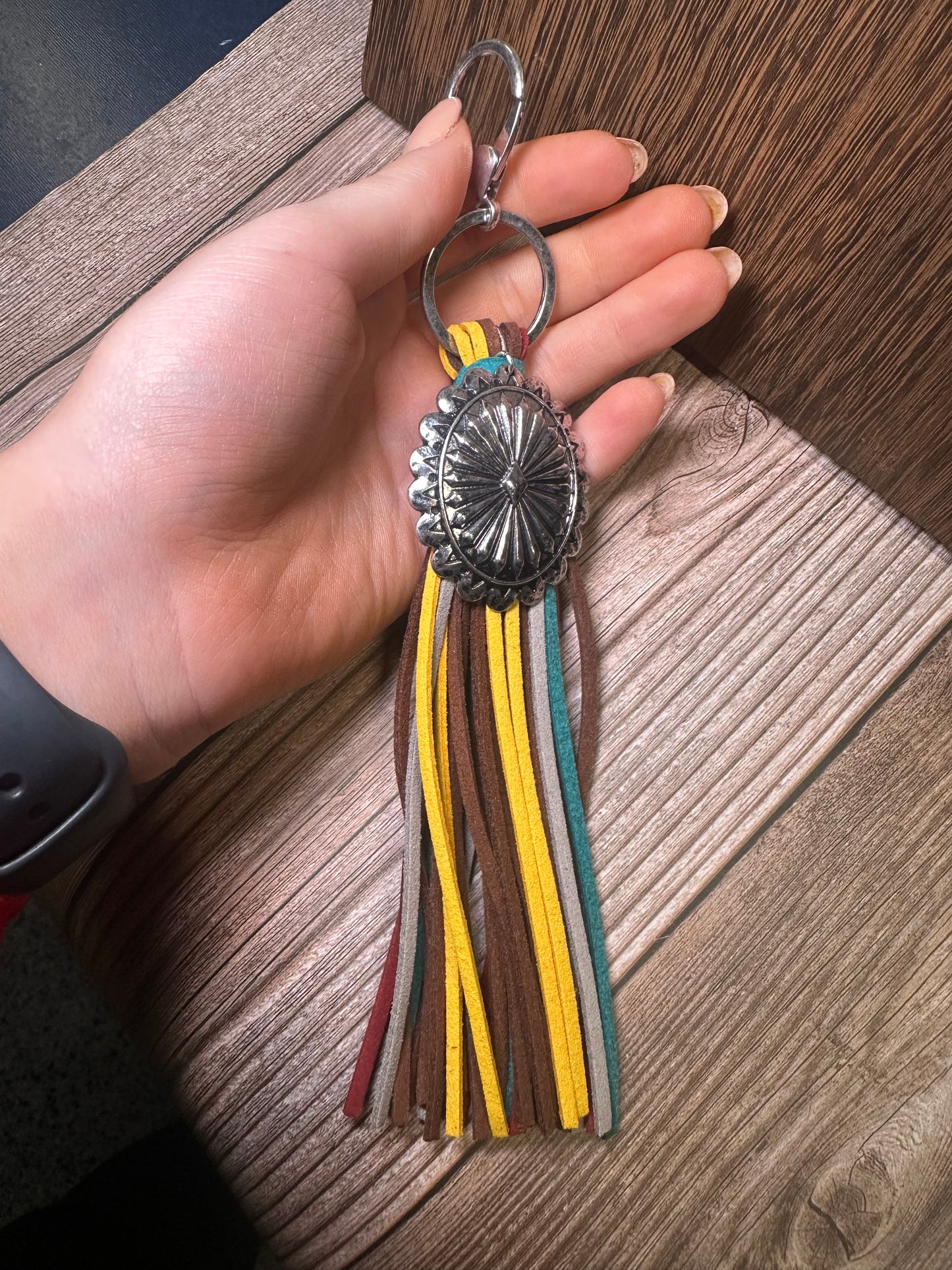 Western Concho Tassel Keychain
