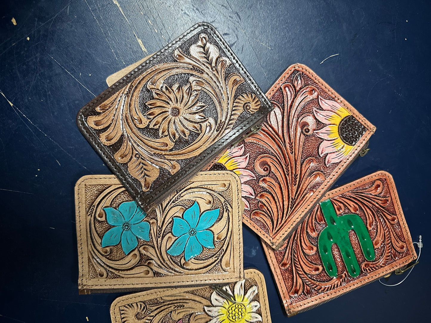 Western Tooled Genuine Leather Coin Pouch