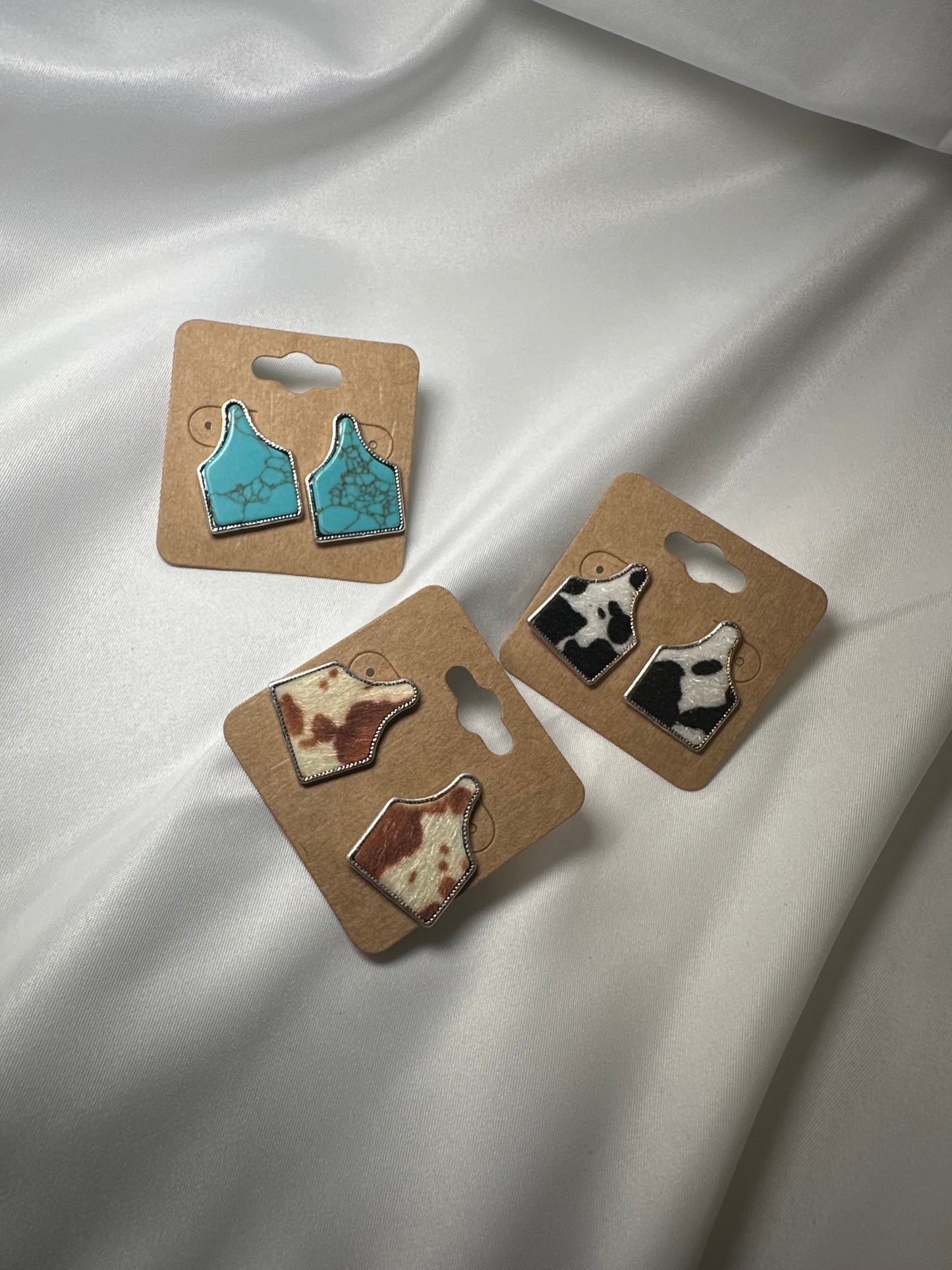 Western Cattle Tag Stone Stud Earrings