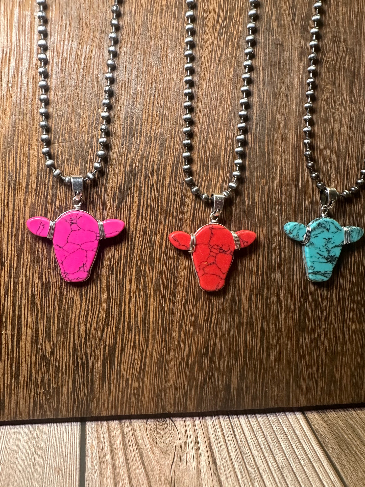 Western Cow Head Pendant Necklace