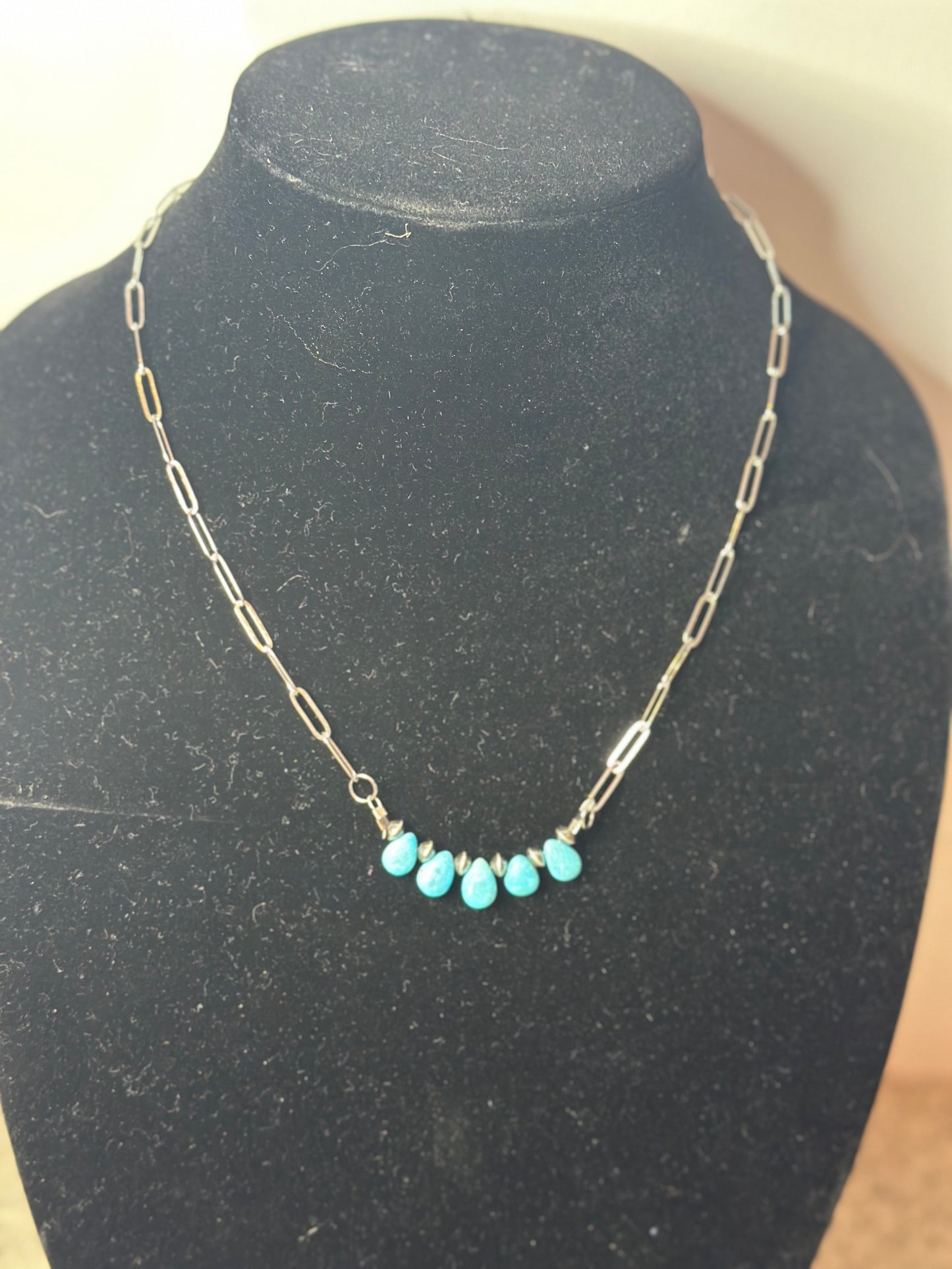 sleeping beauty turquouse teardip chain necklace