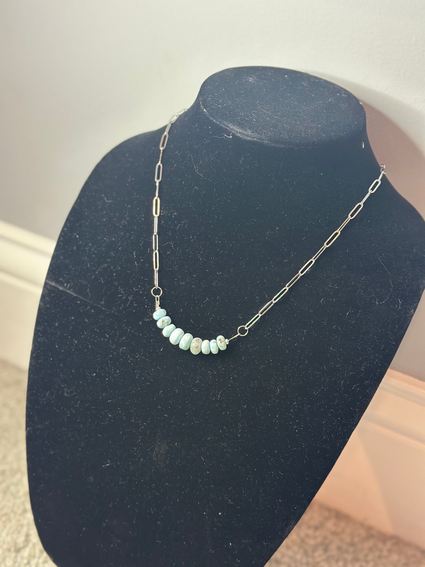 small larimar paper clip chain necklace