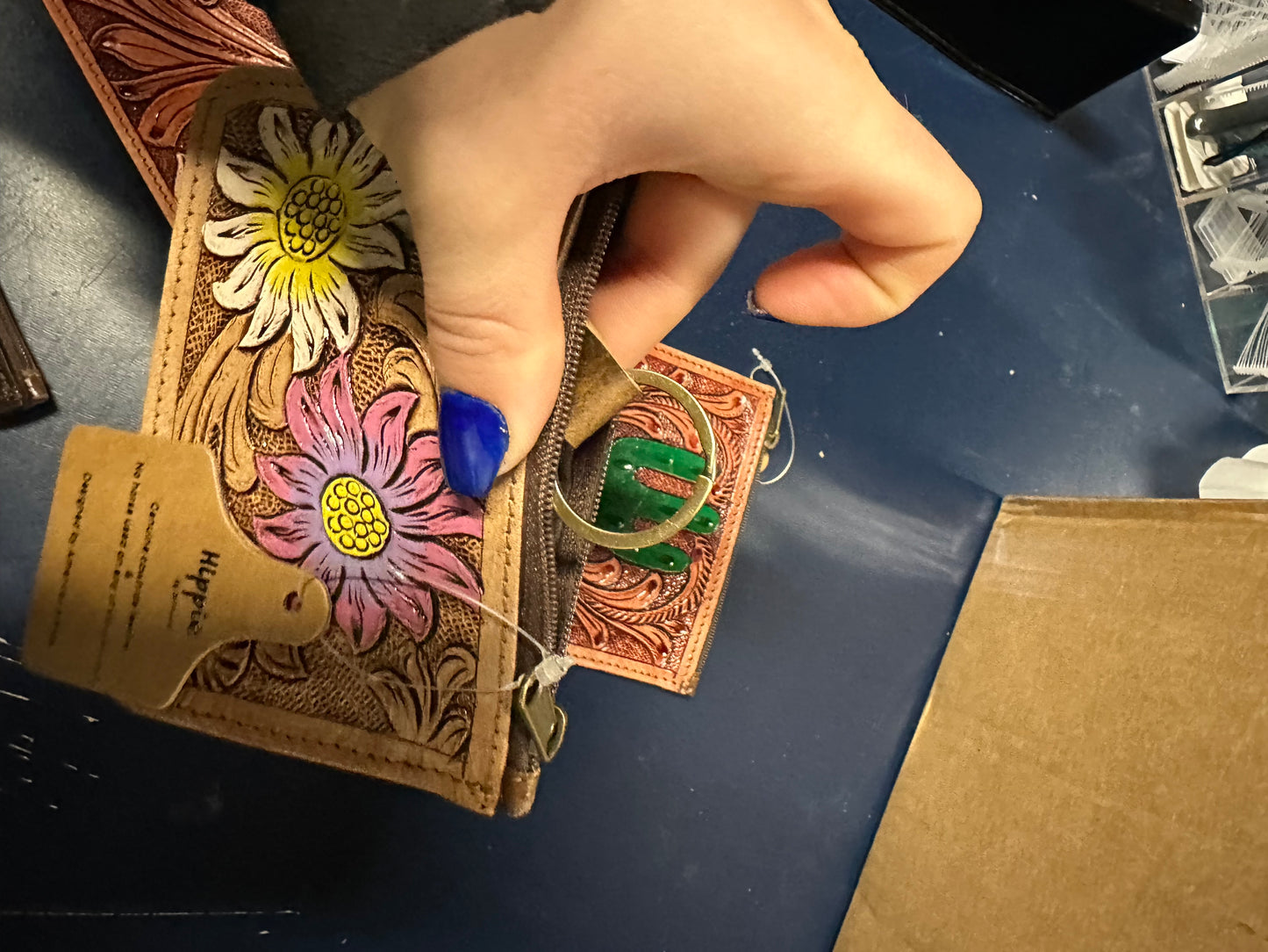 Western Tooled Genuine Leather Coin Pouch