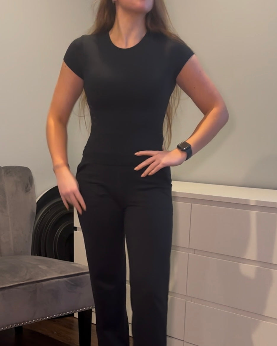 Tessa Crew Neck Sculpting Short Sleeve Active Top T-Shirt