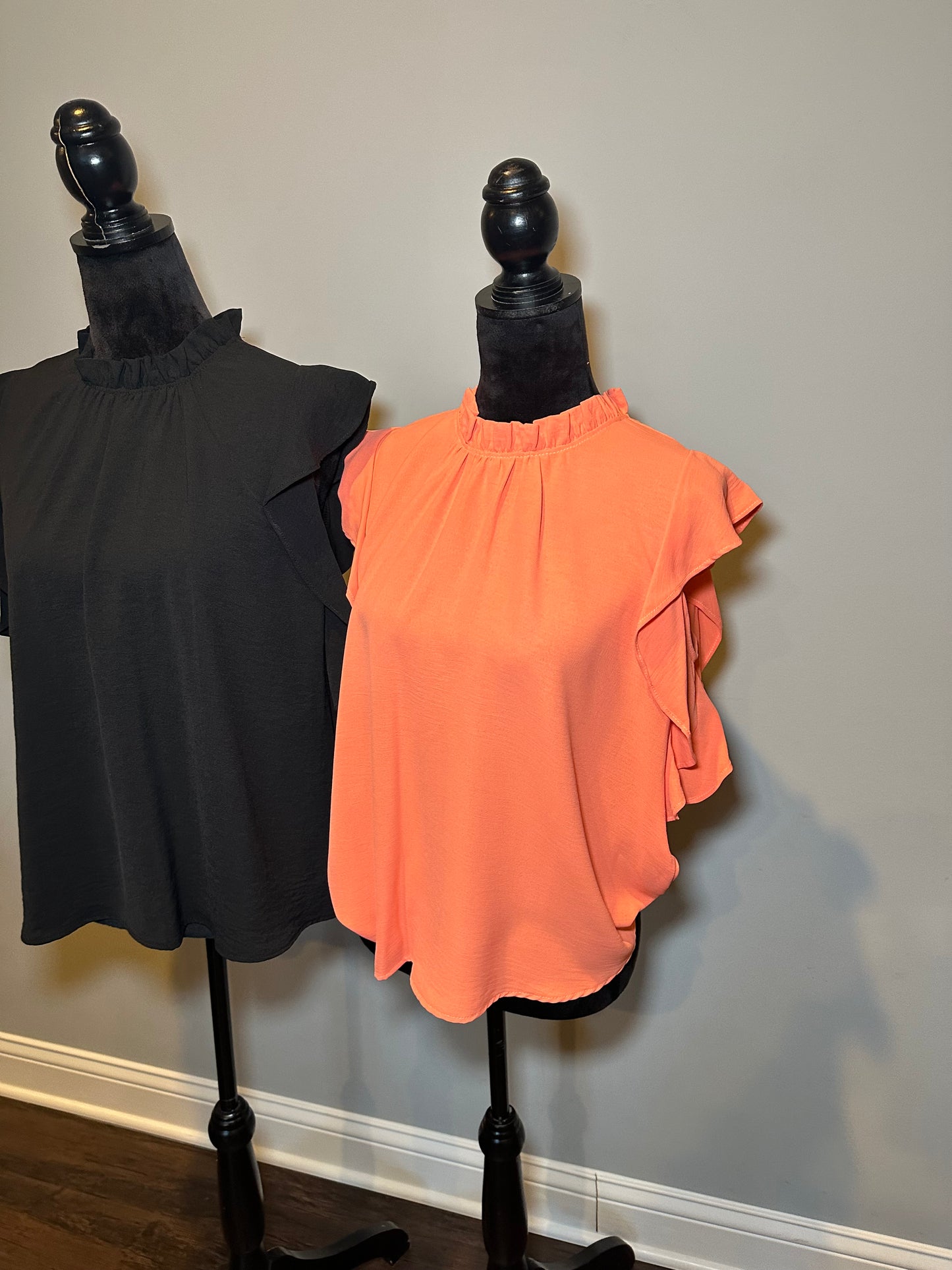 Ruffle Neck Solid Blouse *5COLORS