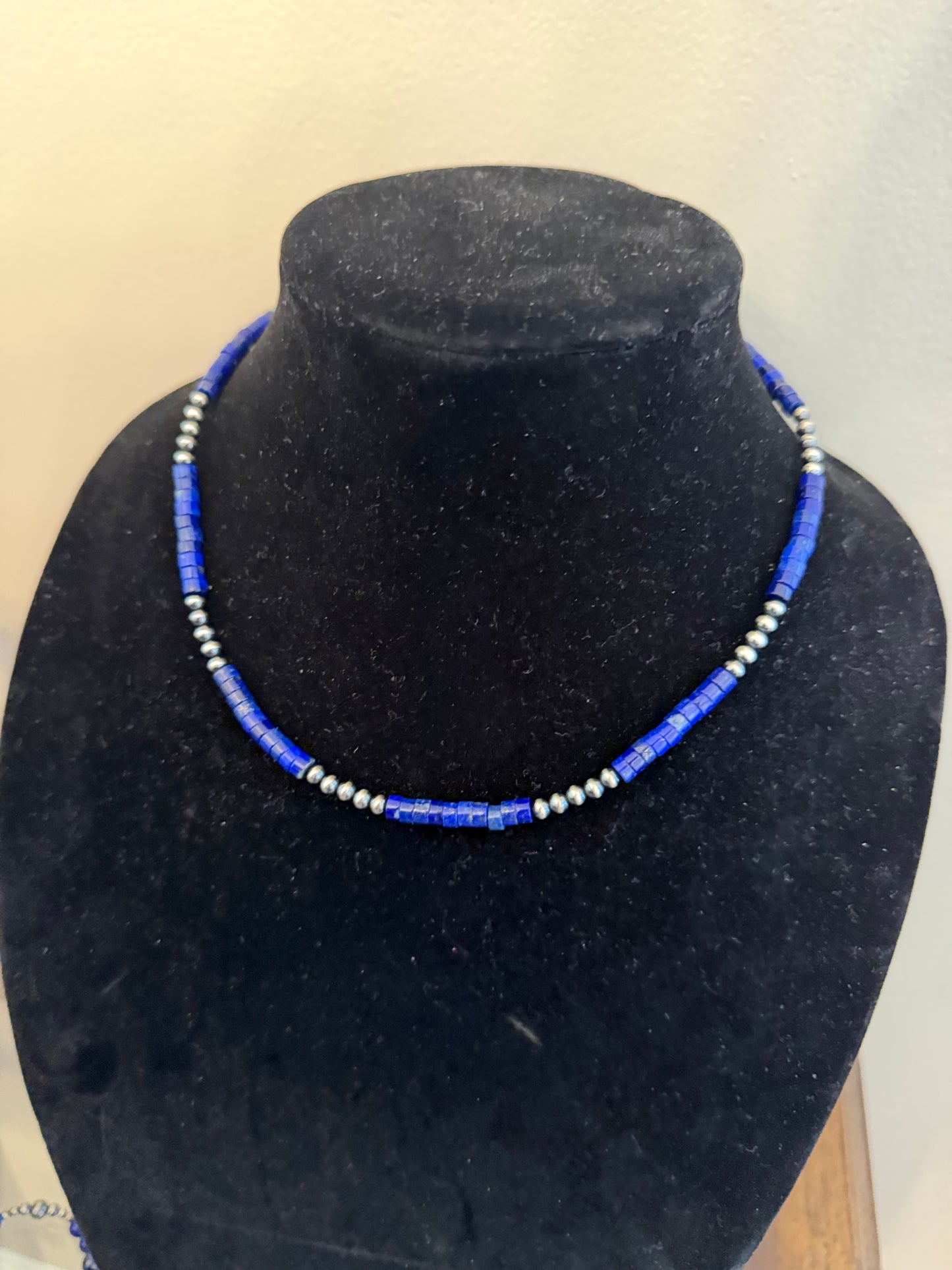 4mm x blue lapis heishi necklace