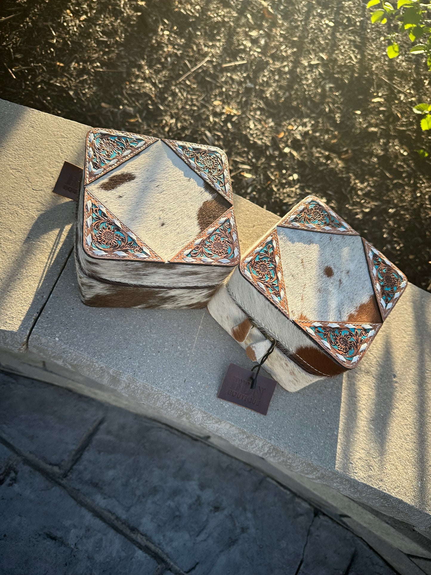 Hand Tooled Leather Jewelry Box Storage -Travel Jewelry Case