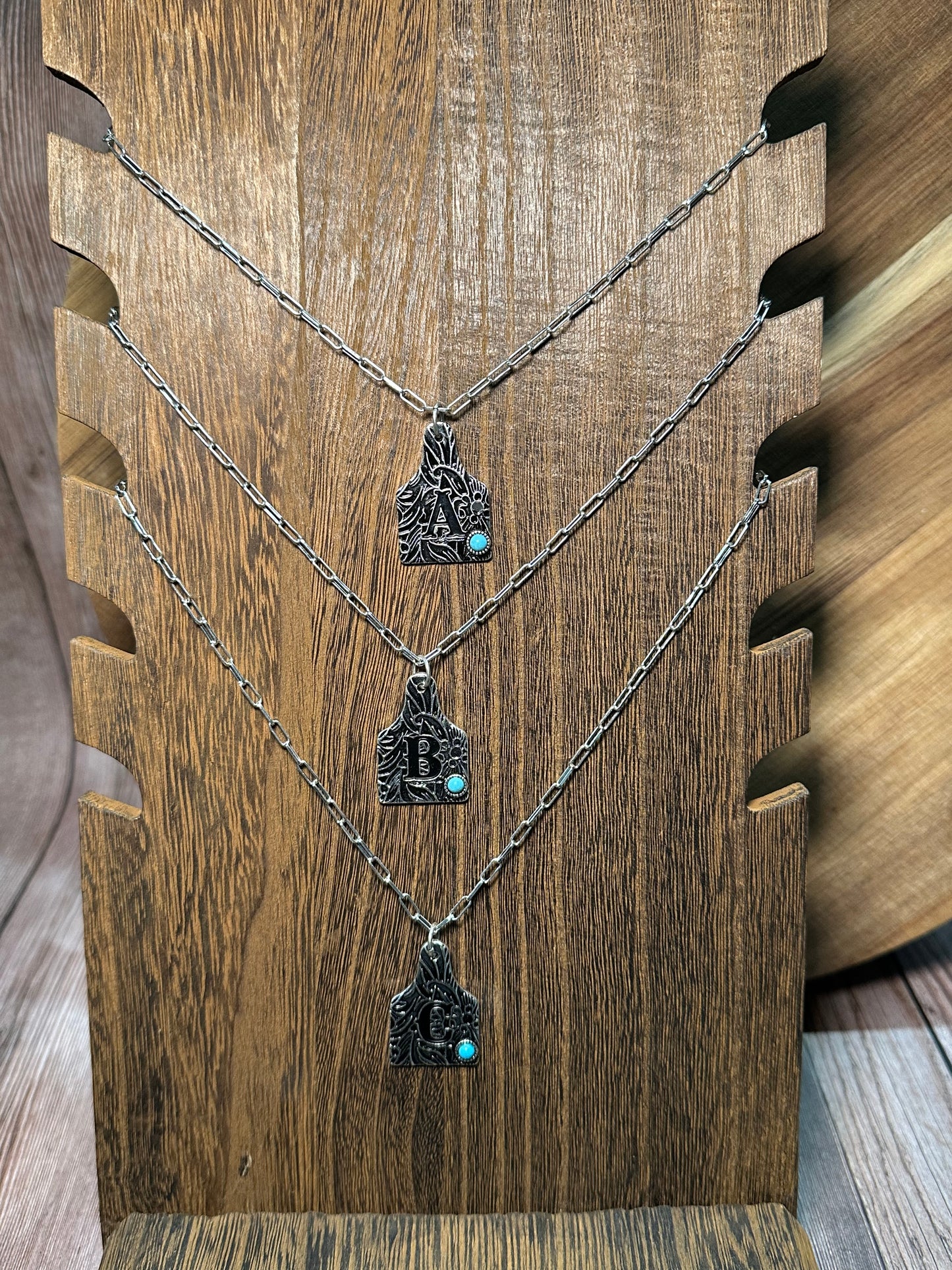 Initial Ear Tag Necklace