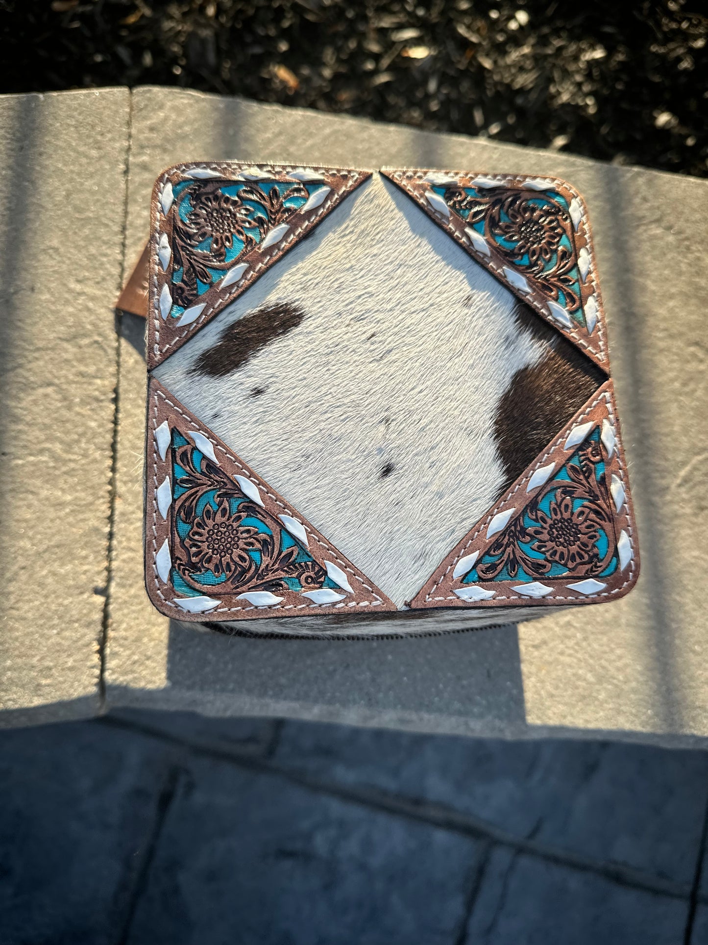 Hand Tooled Leather Jewelry Box Storage -Travel Jewelry Case