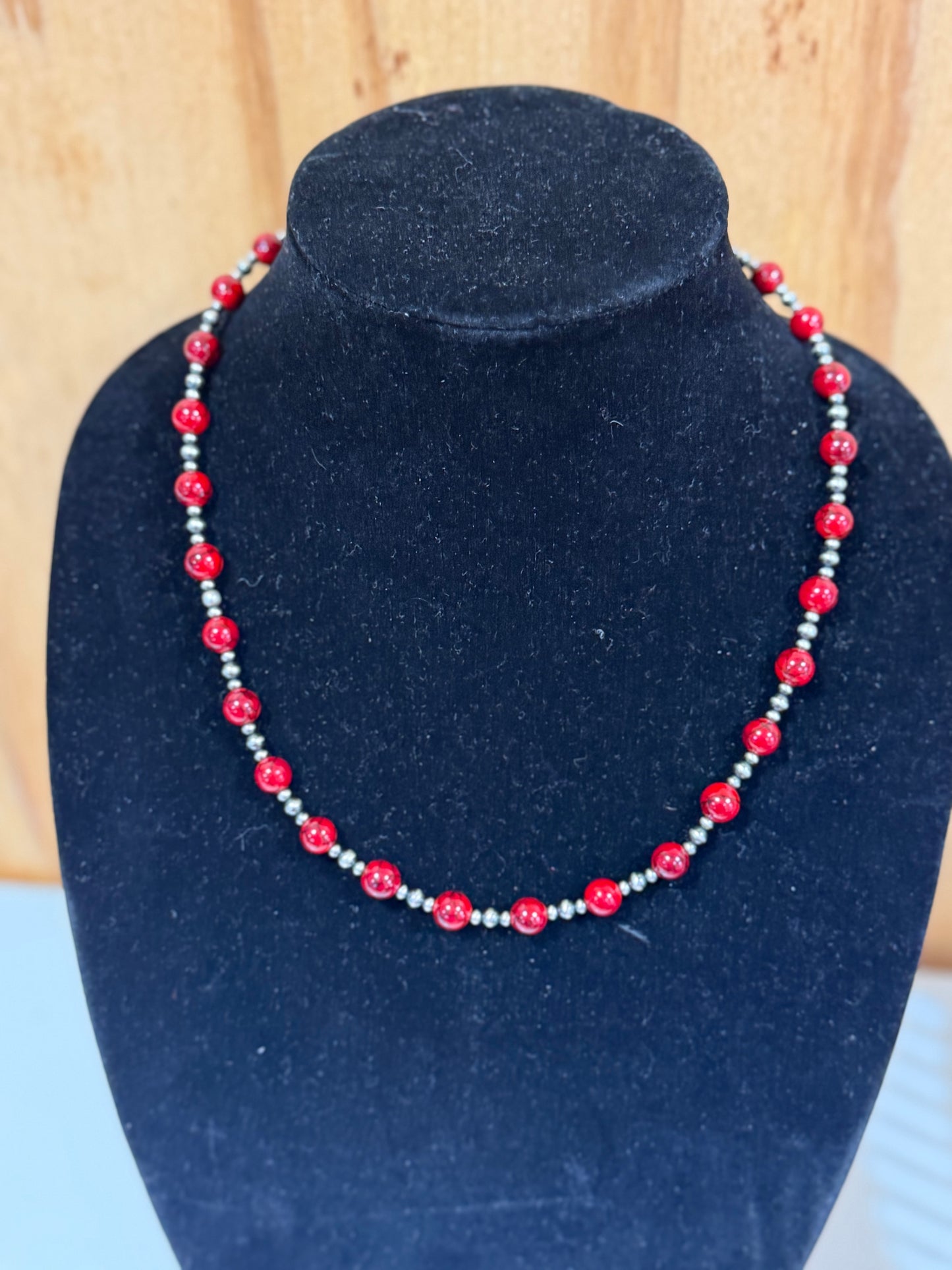 graduated pearl x 8mm red quartz necklace