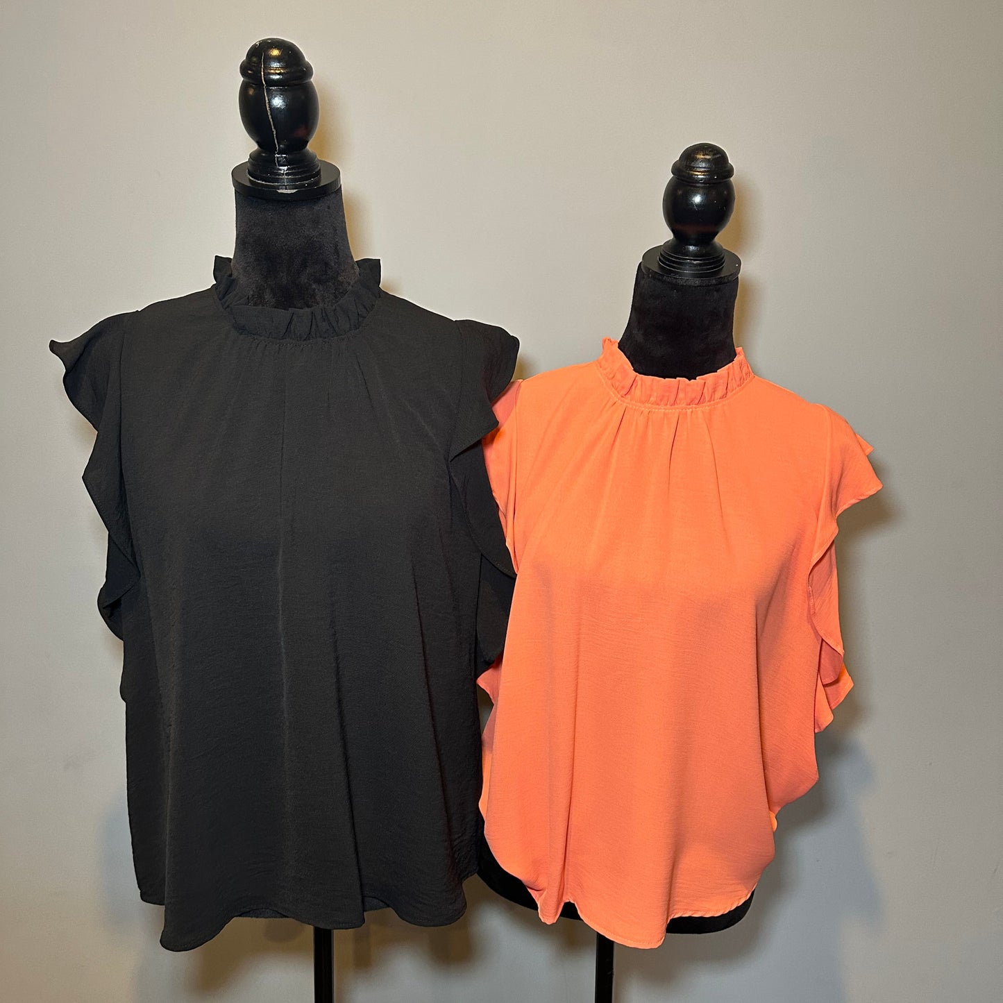 Ruffle Neck Solid Blouse *5COLORS