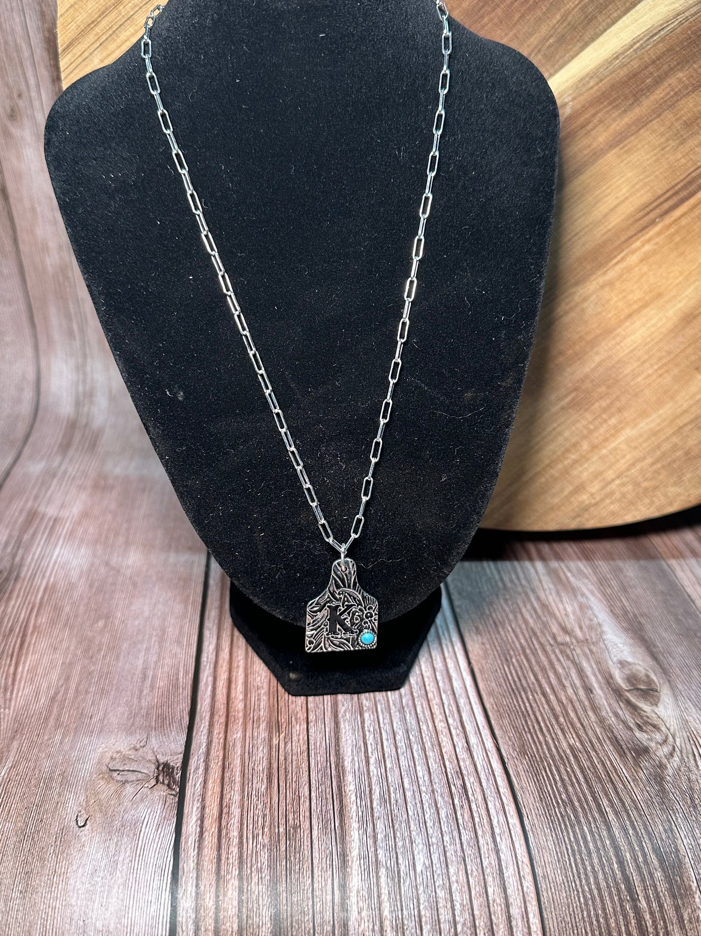 Initial Ear Tag Necklace