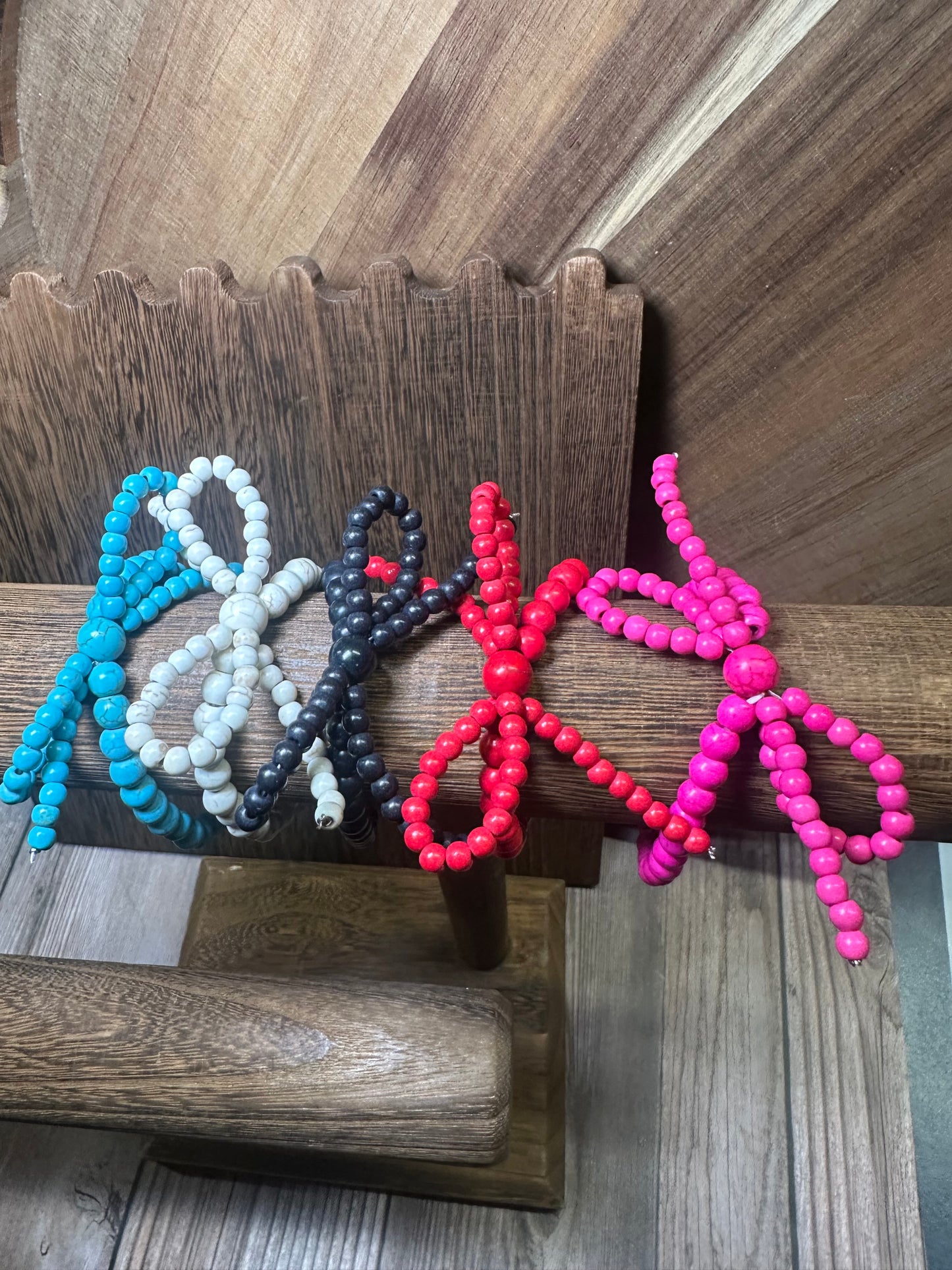 Colored Stone Bow Stretch Bracelet