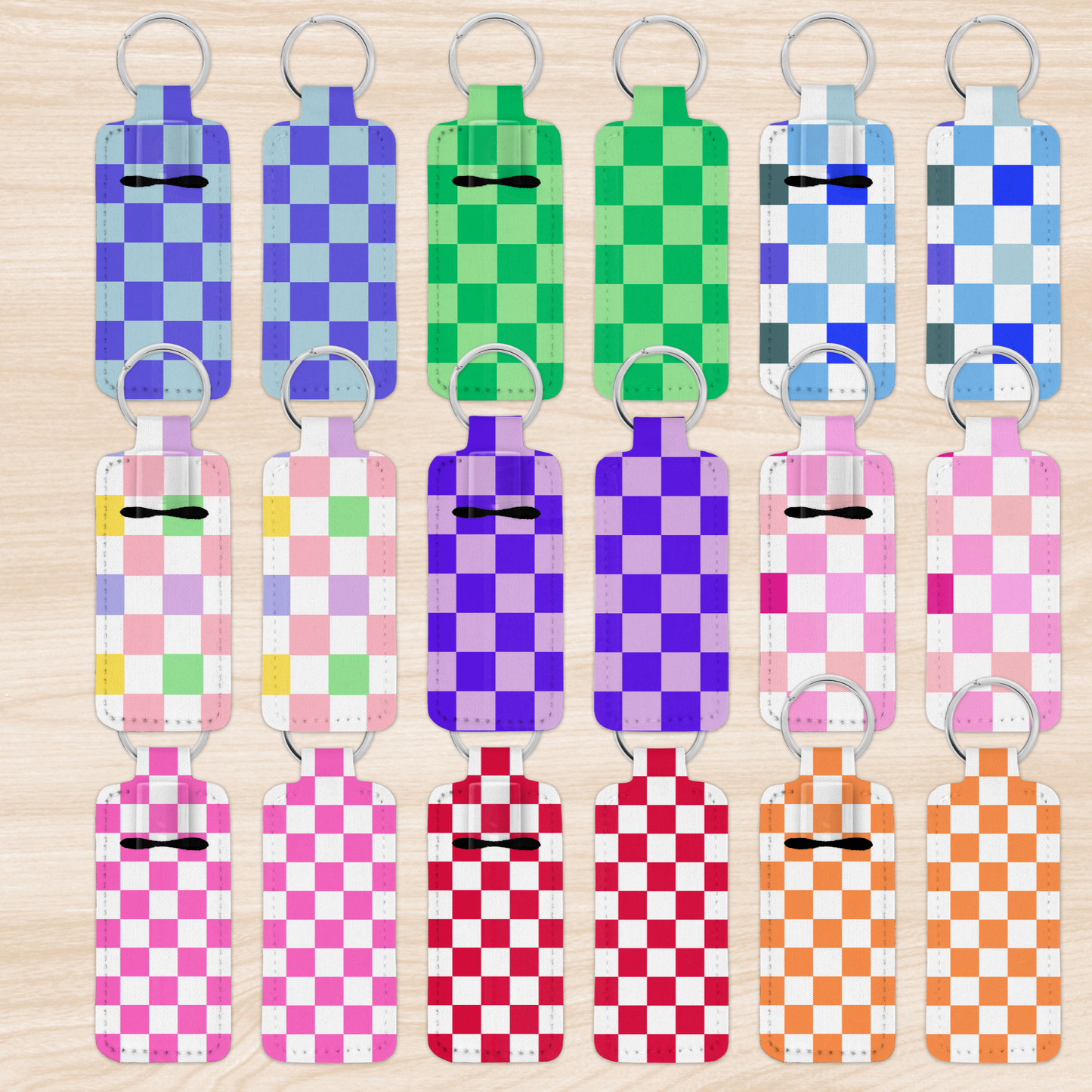 Chapstick Keychain Holder - Lip Balm / Lip Stick Keychain Holder -CHECKER PRINT -*16designs