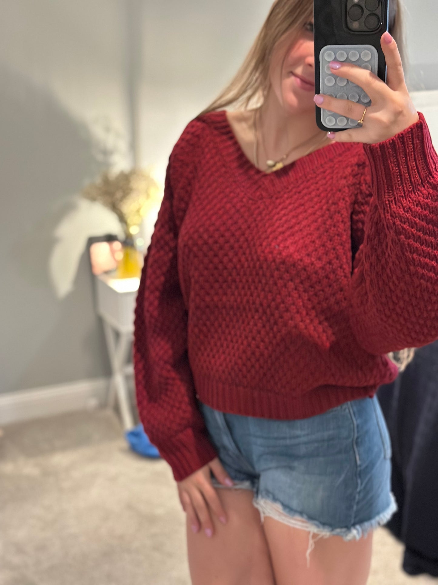 Classic V Neck Tight Knit Sweater