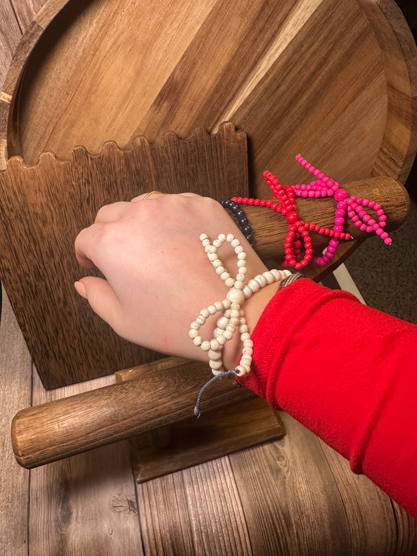 Colored Stone Bow Stretch Bracelet