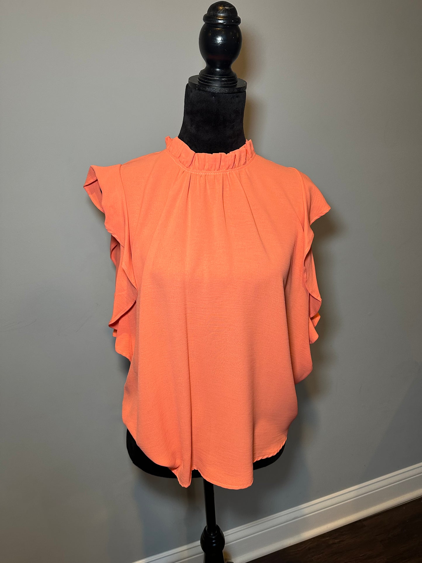 Ruffle Neck Solid Blouse *5COLORS