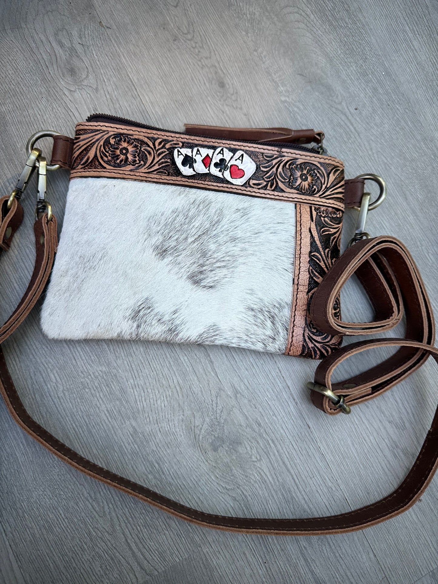 Genuine Cowhide / Leather - Crossbody / Clutch Purse