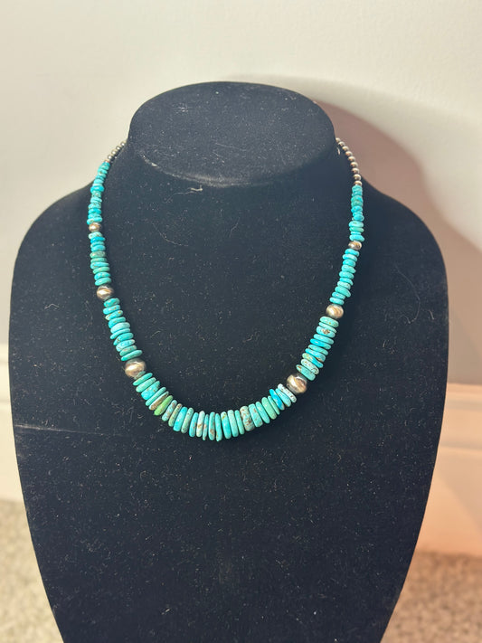 5-13mm graduated turquoise necklace